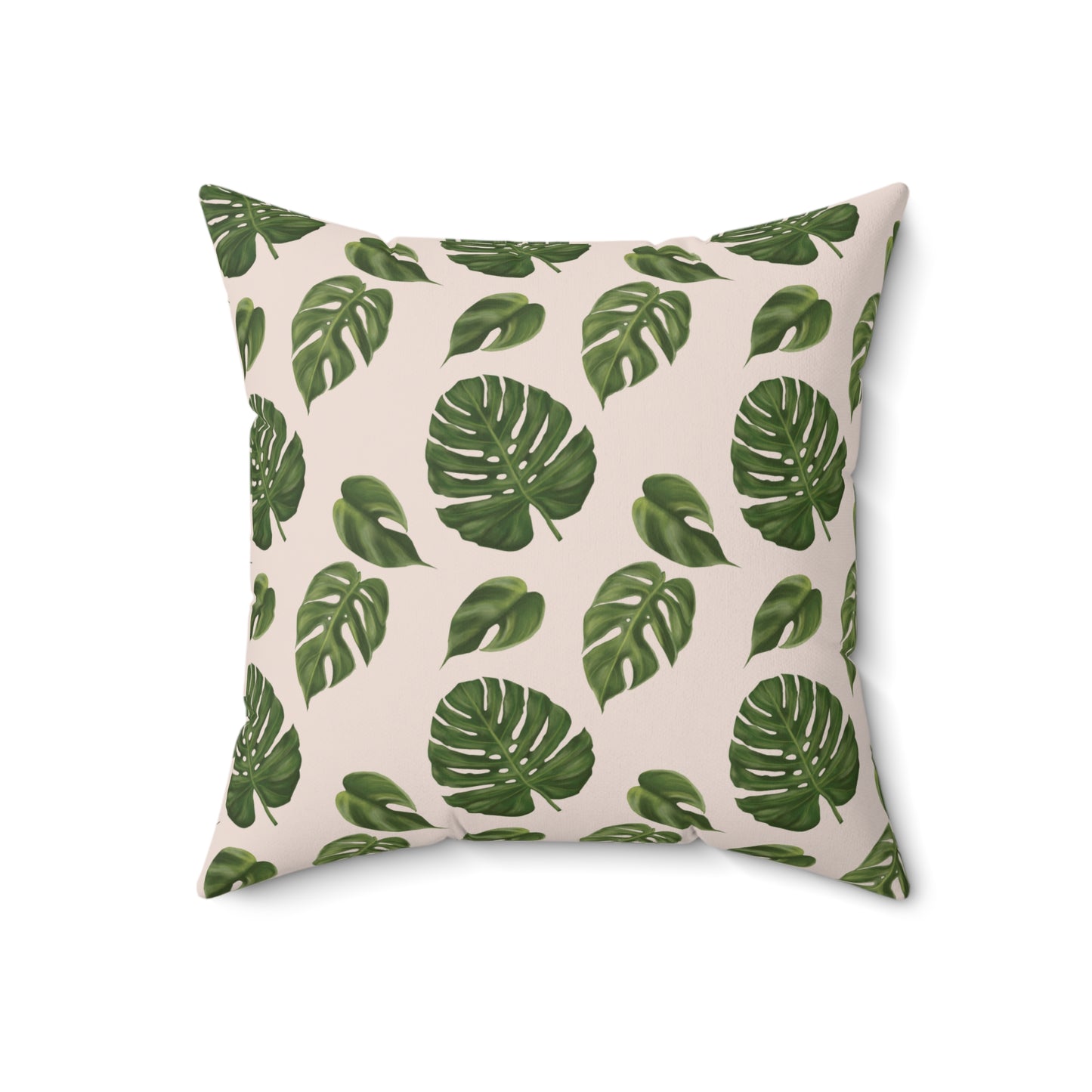 Pink Monstera Leaf Throw Pillow