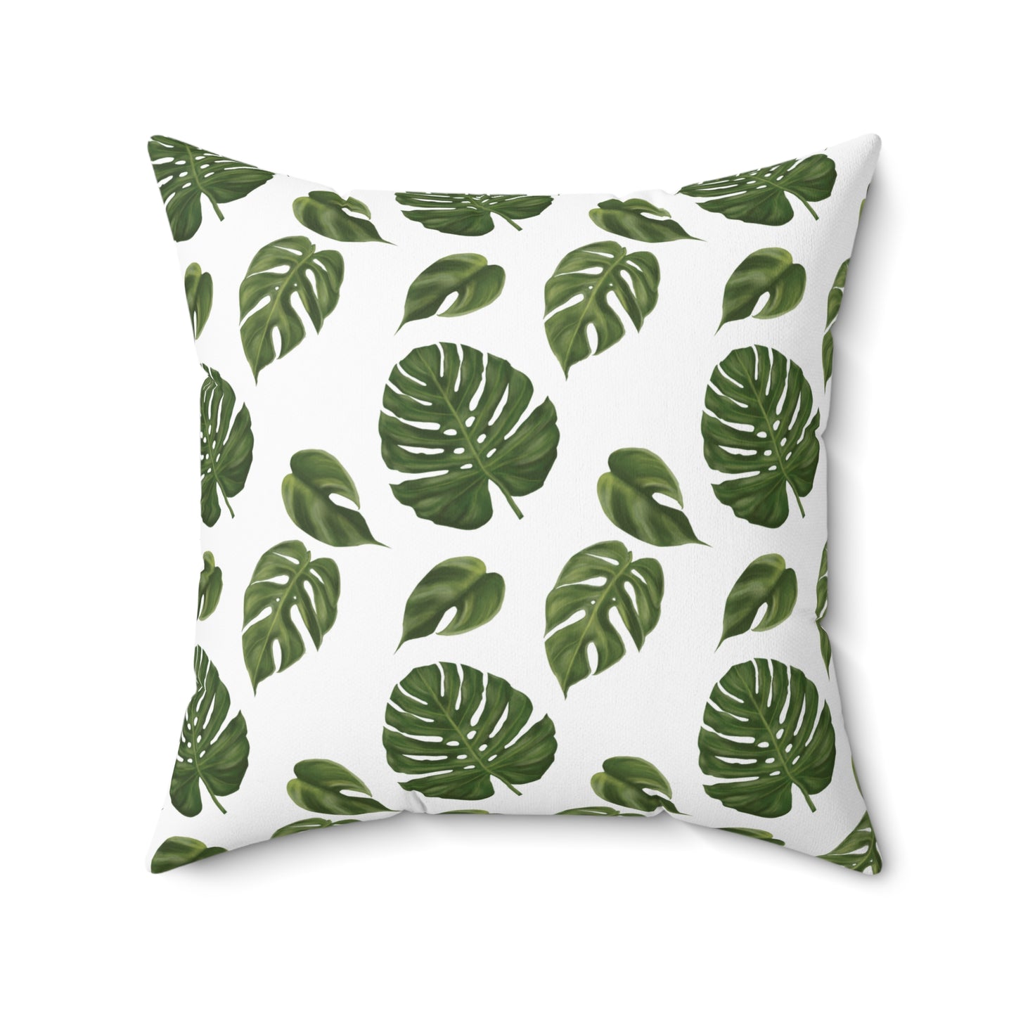 White Monstera Leaf Throw Pillow