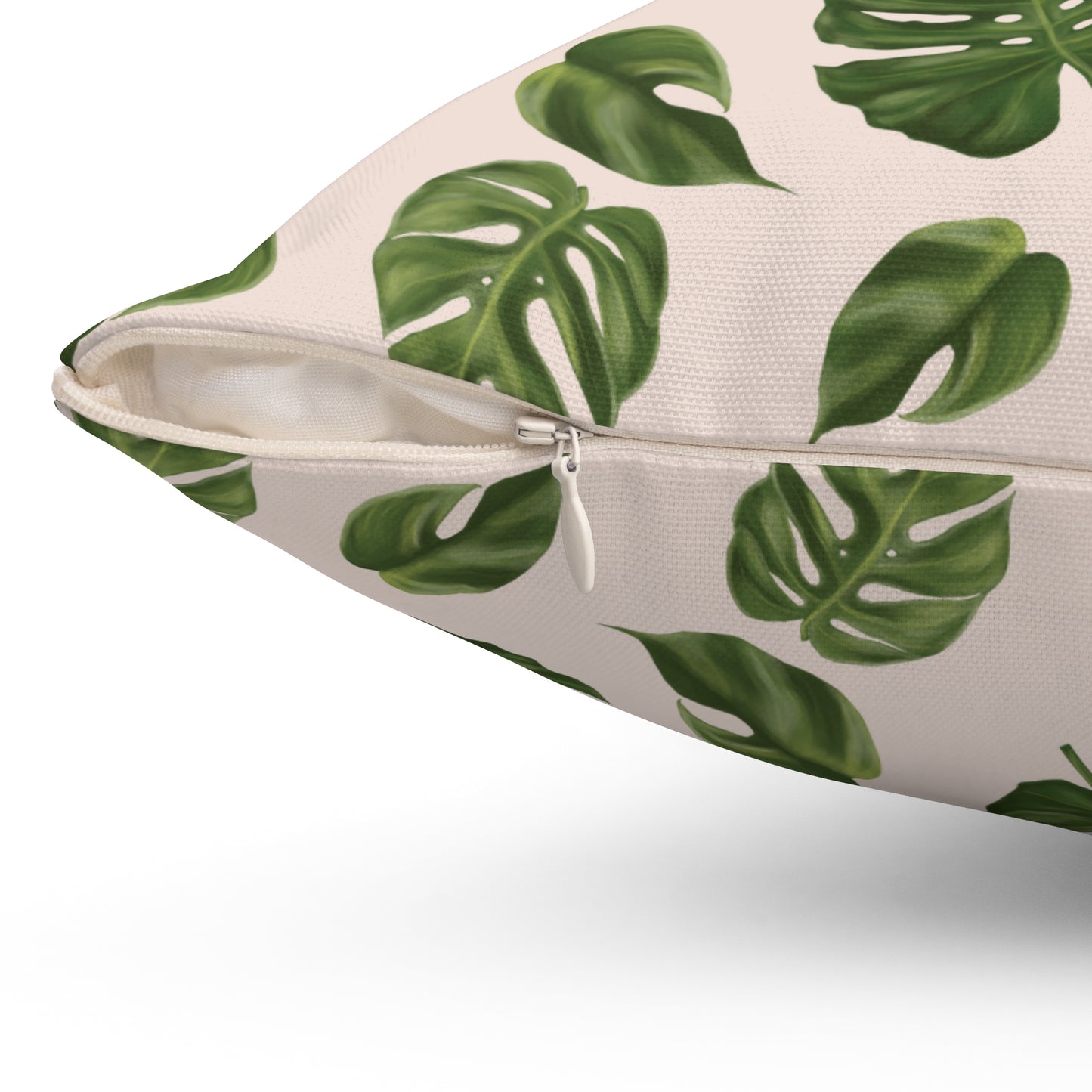 Pink Monstera Leaf Throw Pillow