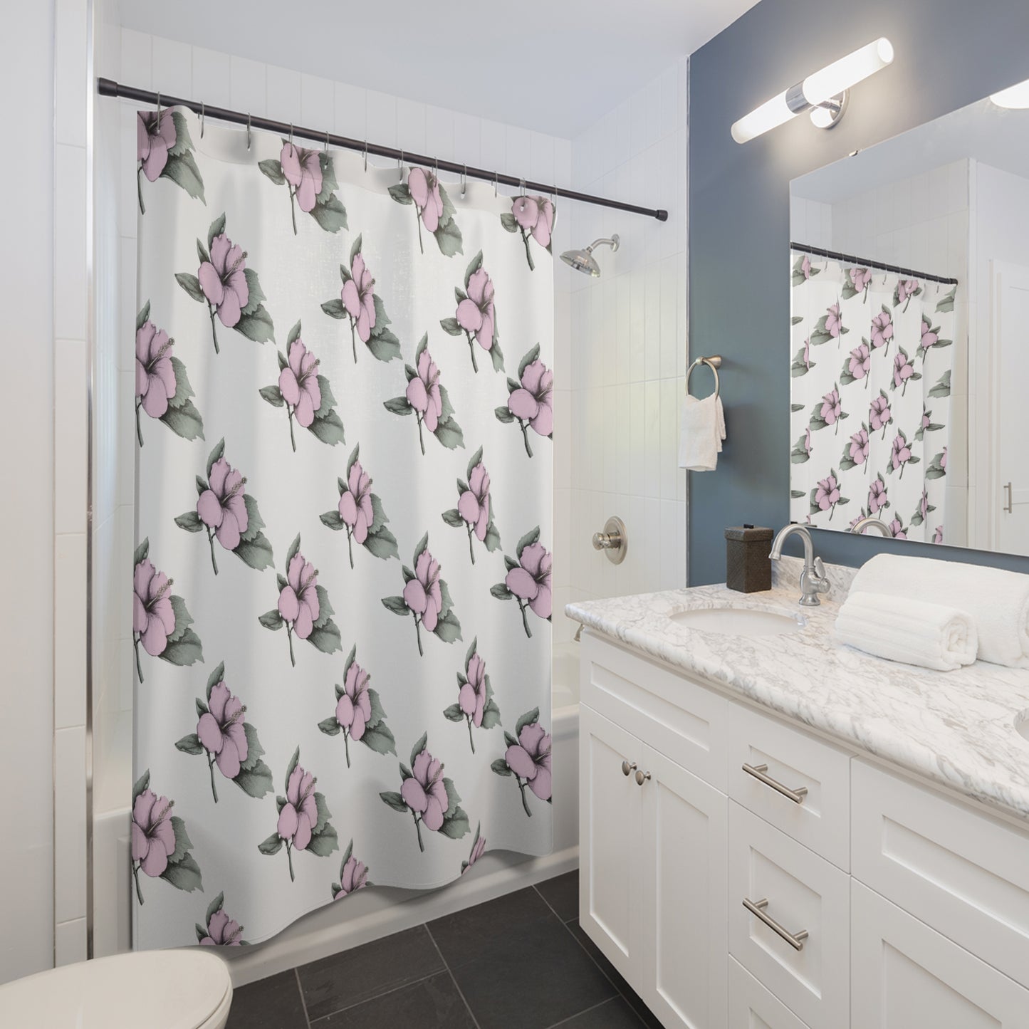 Pink Hibiscus Shower Curtain