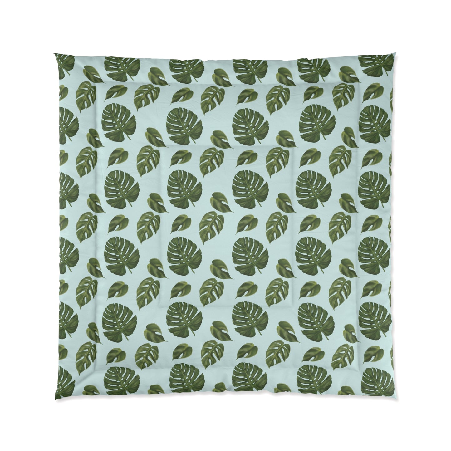 Blue Monstera Leaf Comforter