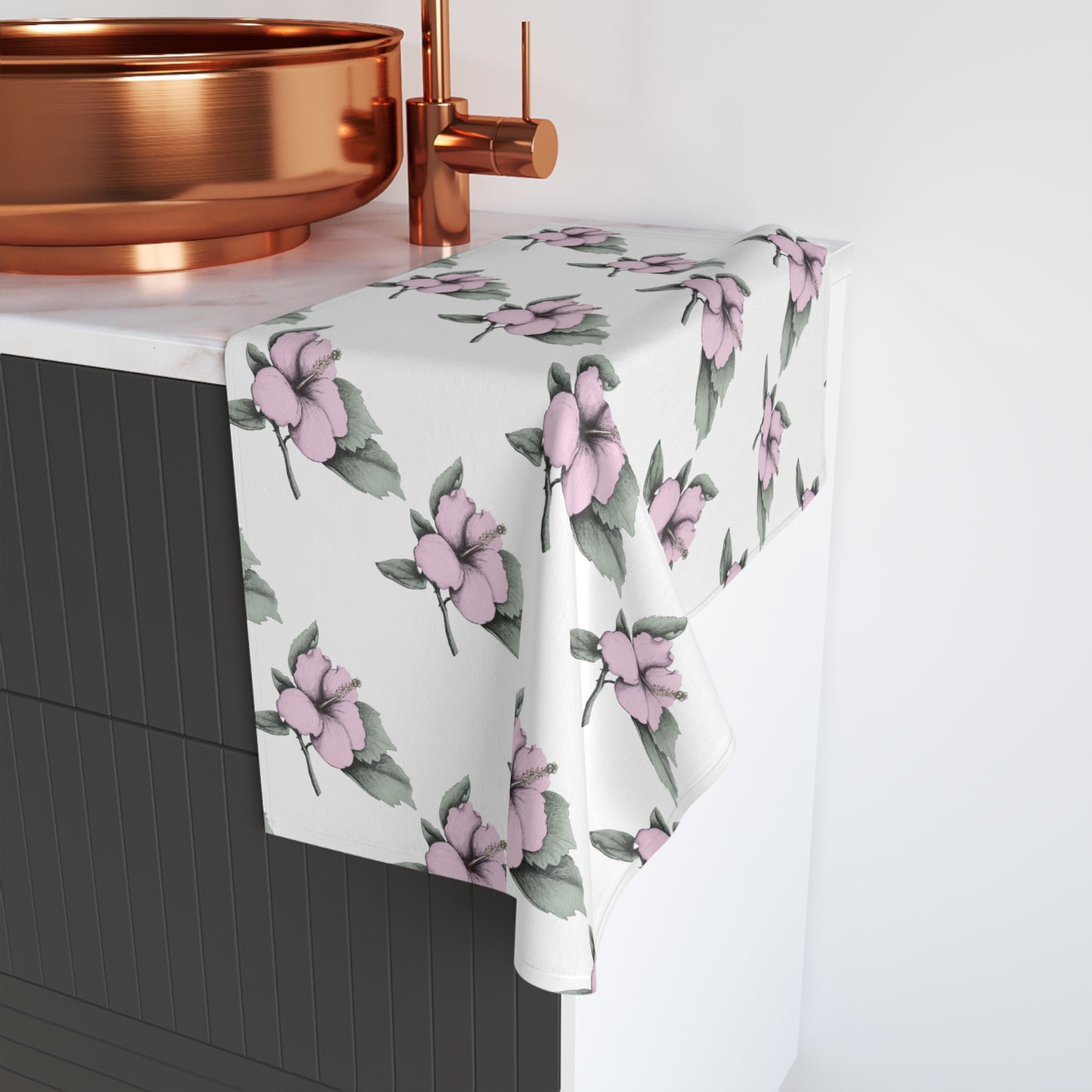 Pink Hibiscus Flower Hand Towel