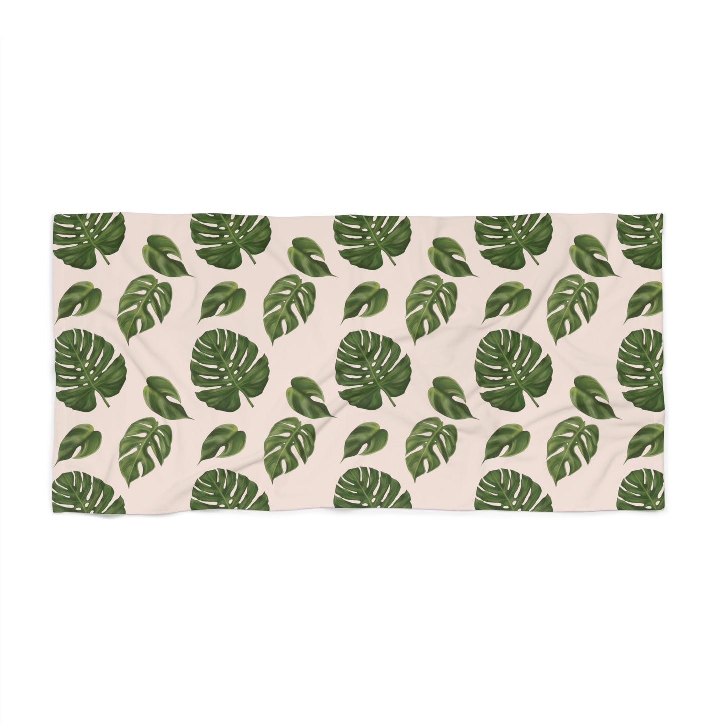 Pink Monstera Leaf Beach Towel