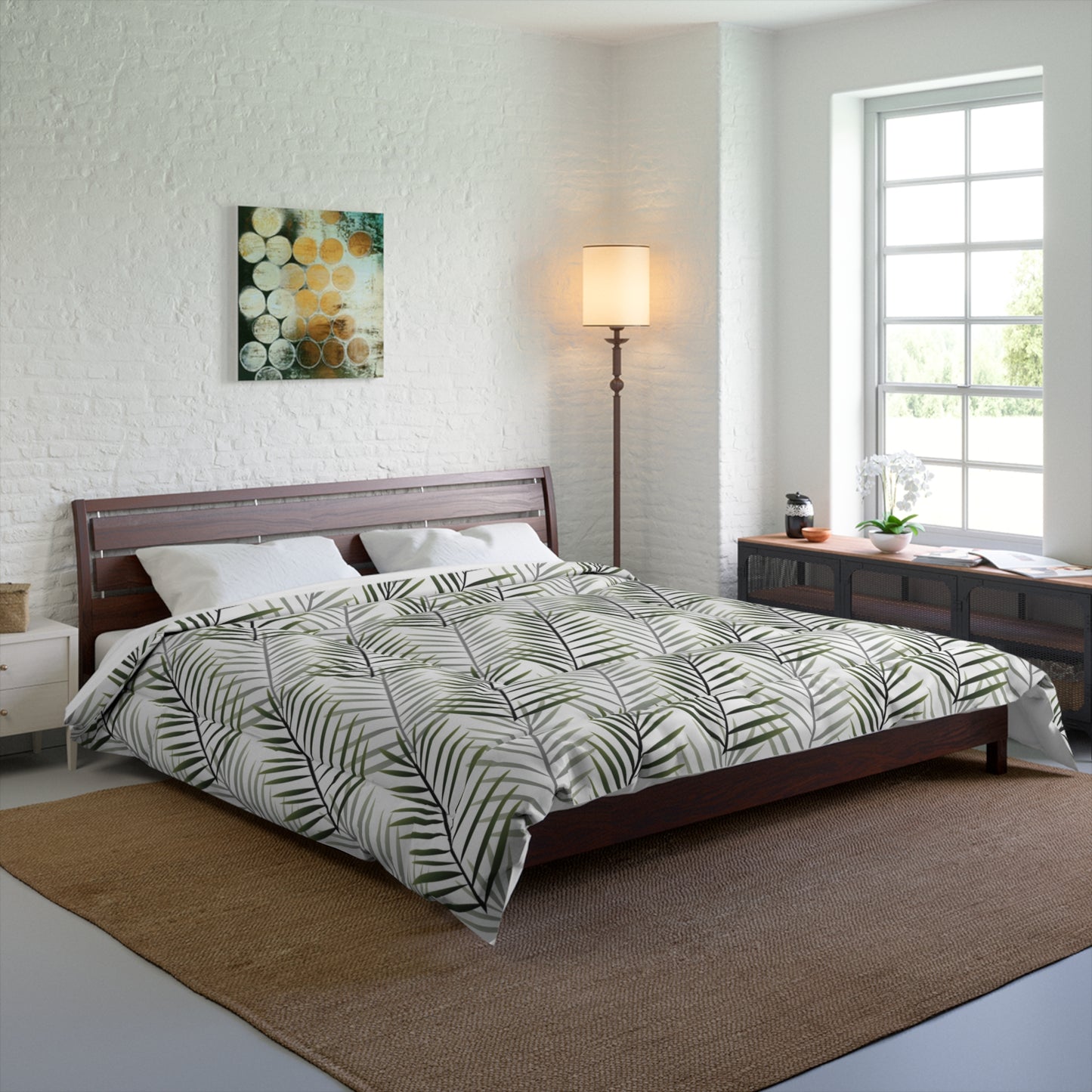 White Palm Leaf Comforter