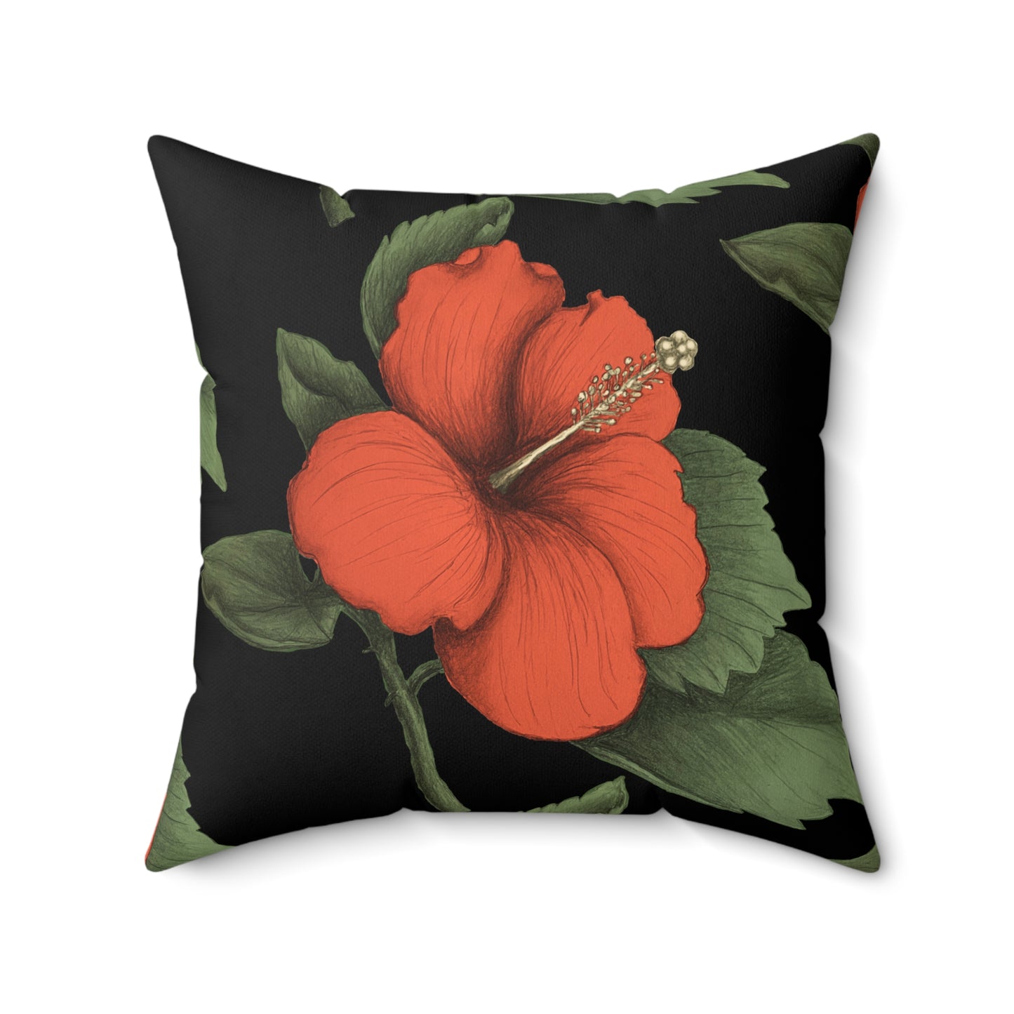 Orange Hibiscus Flower Pillow