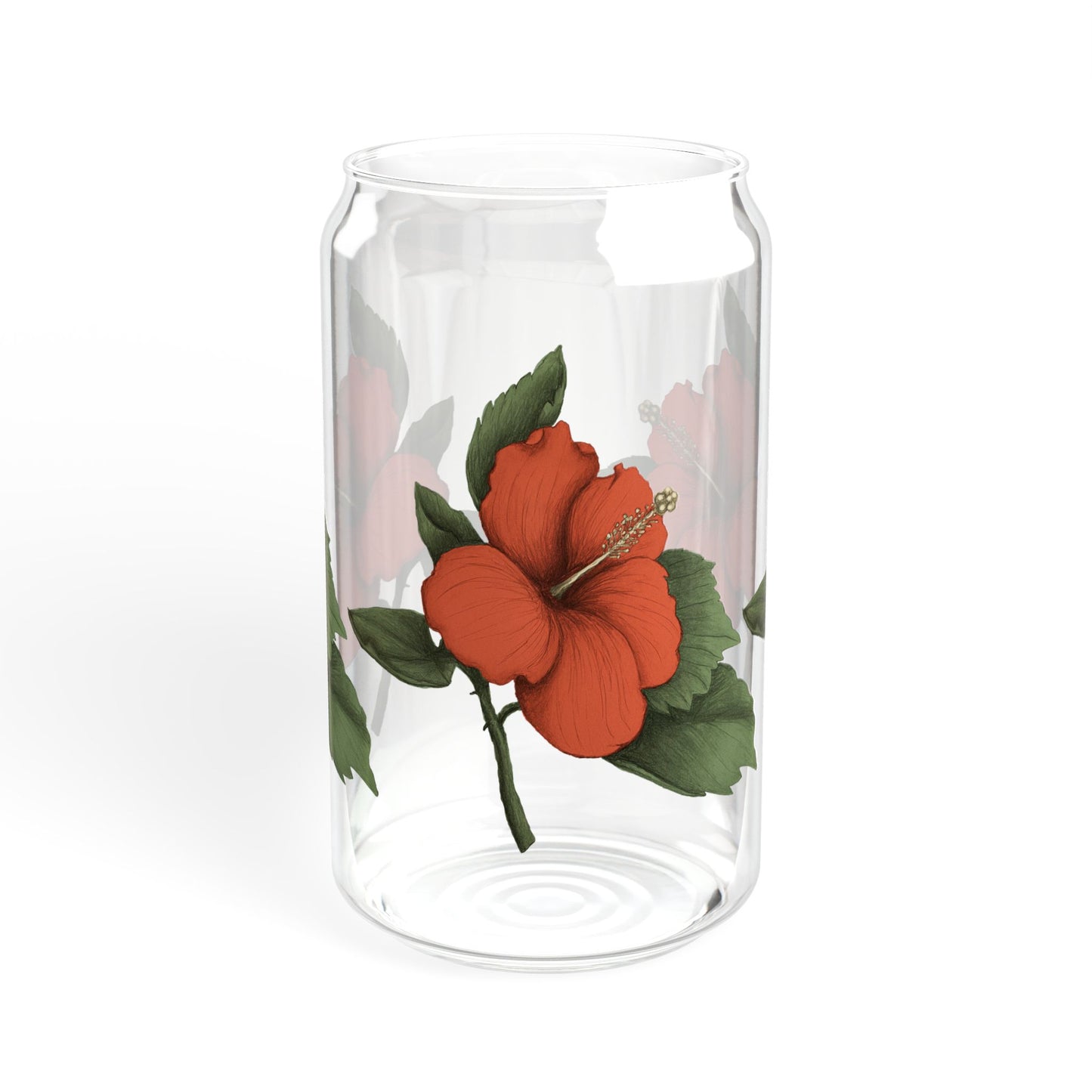 Orange Hibiscus Flower Sipper Glass