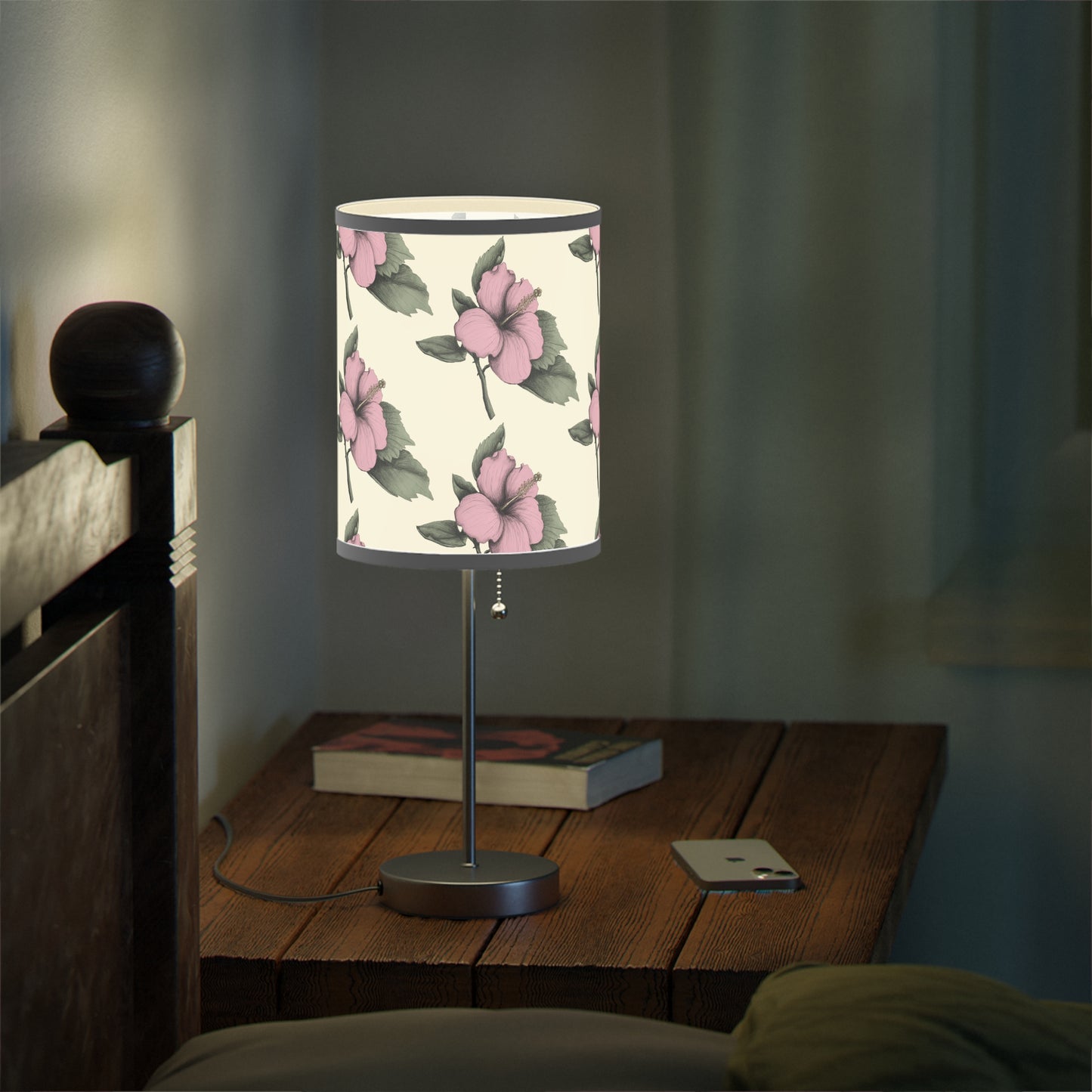 Pink Hibiscus Flower Table Lamp