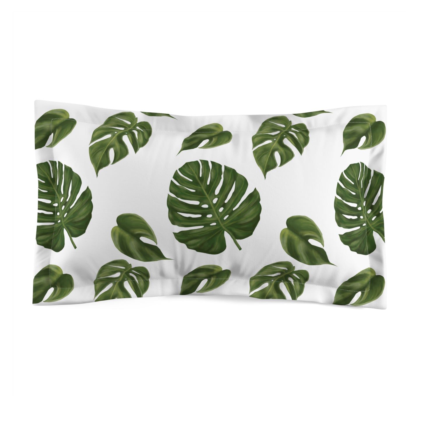 White Monstera Leaf Pillow Sham