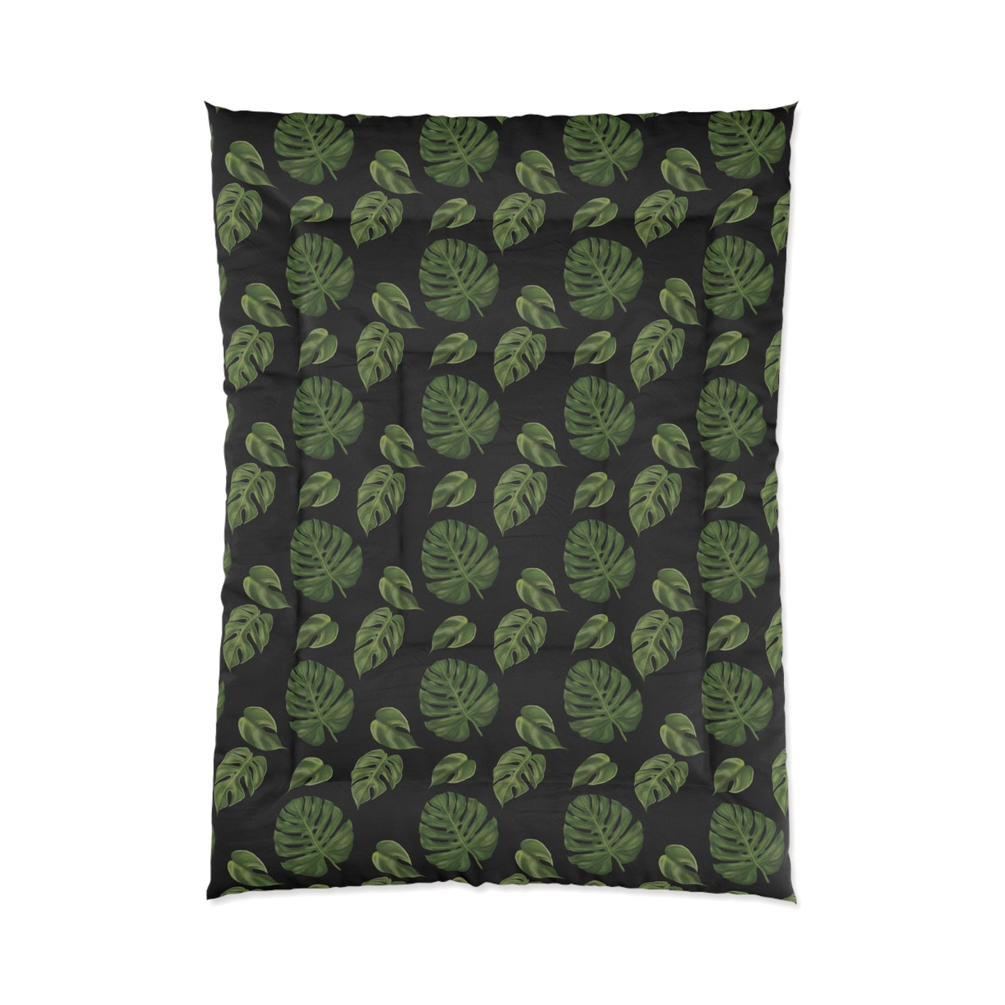 Black Monstera Leaf Comforter