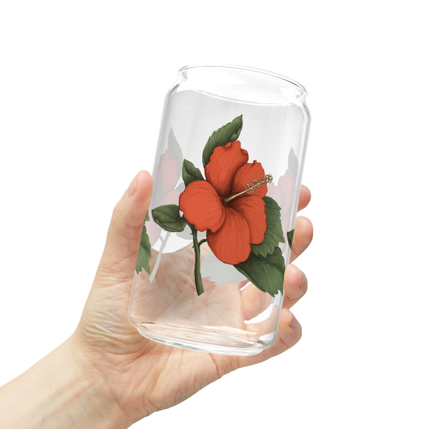 Orange Hibiscus Flower Sipper Glass