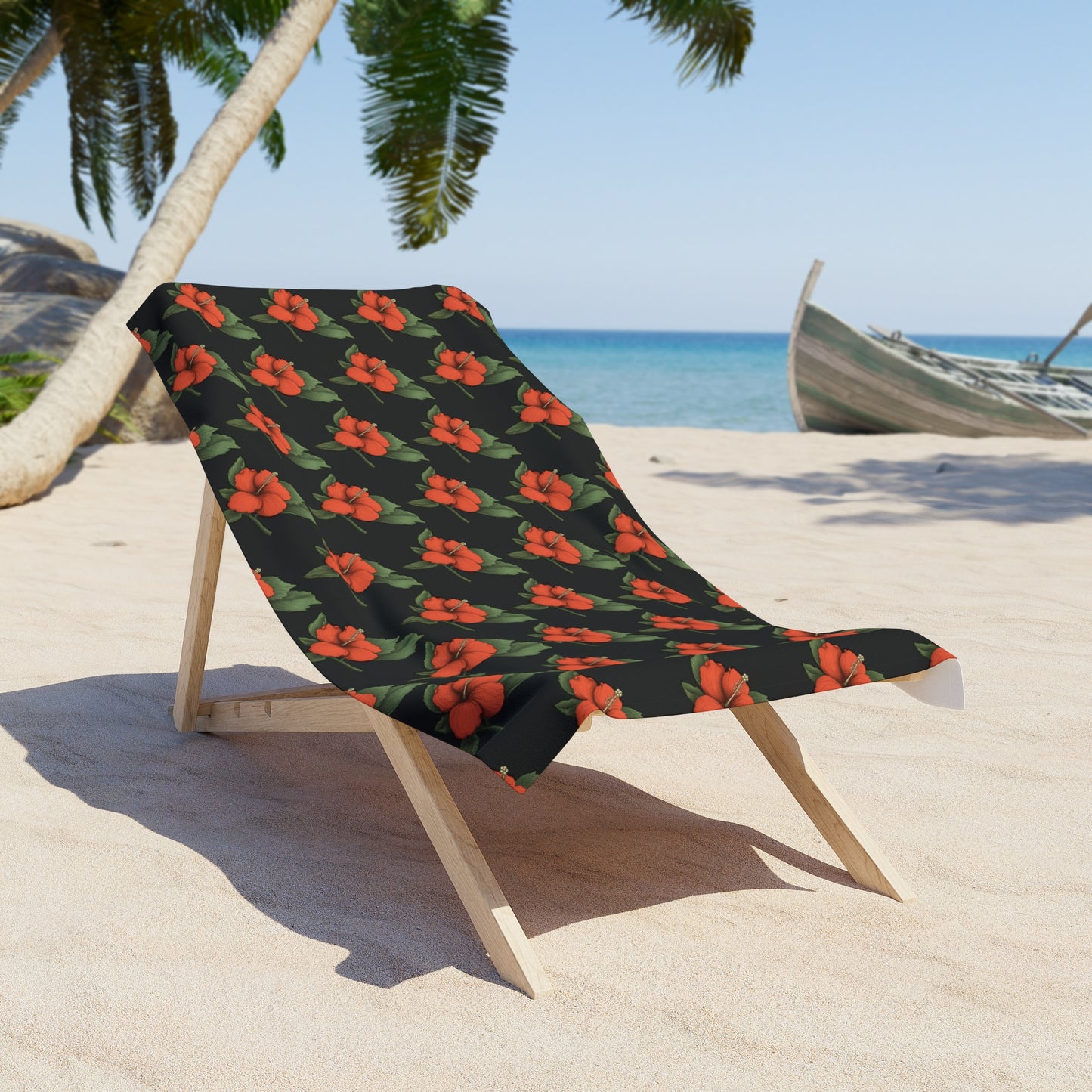 Orange Hibiscus Beach Towel