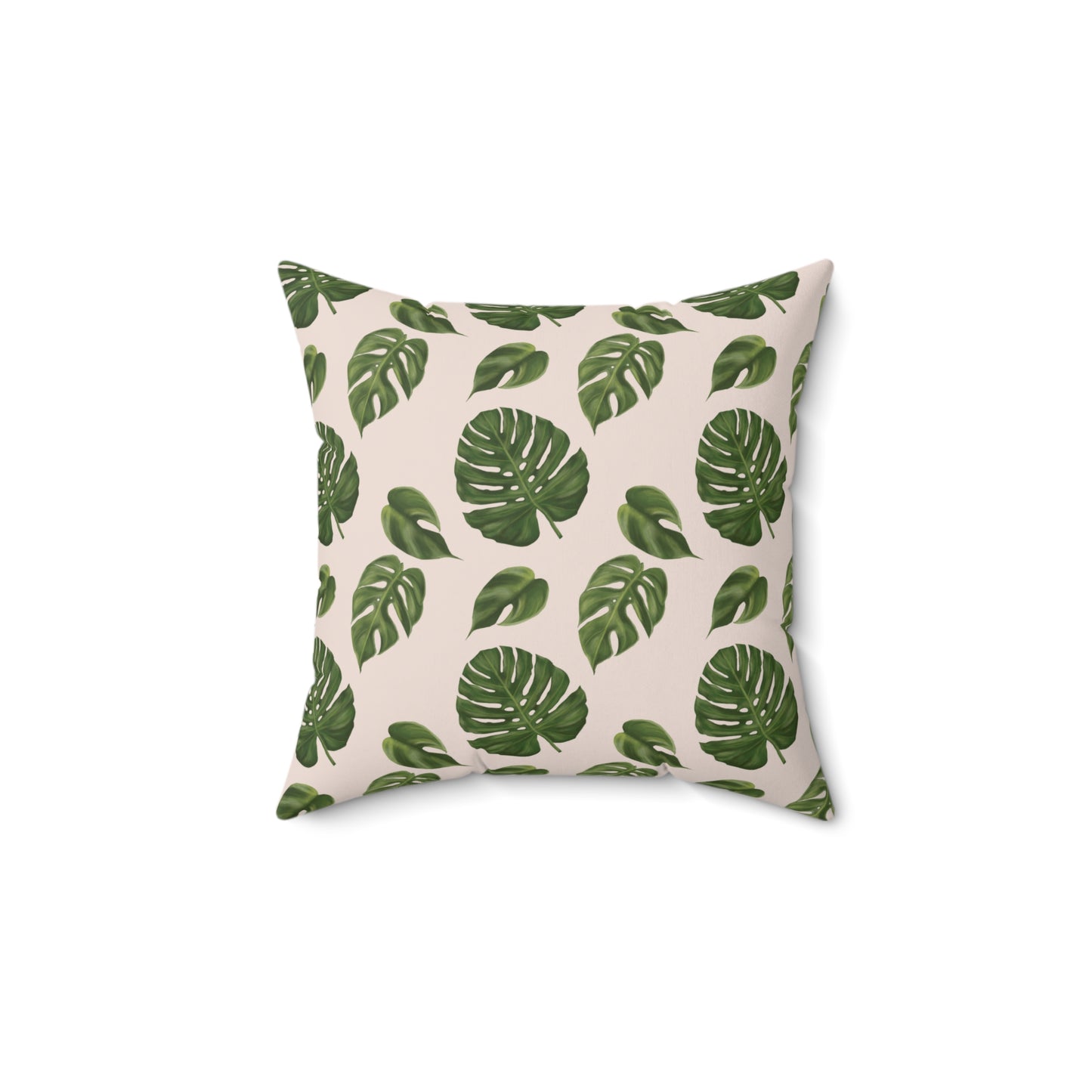 Pink Monstera Leaf Throw Pillow