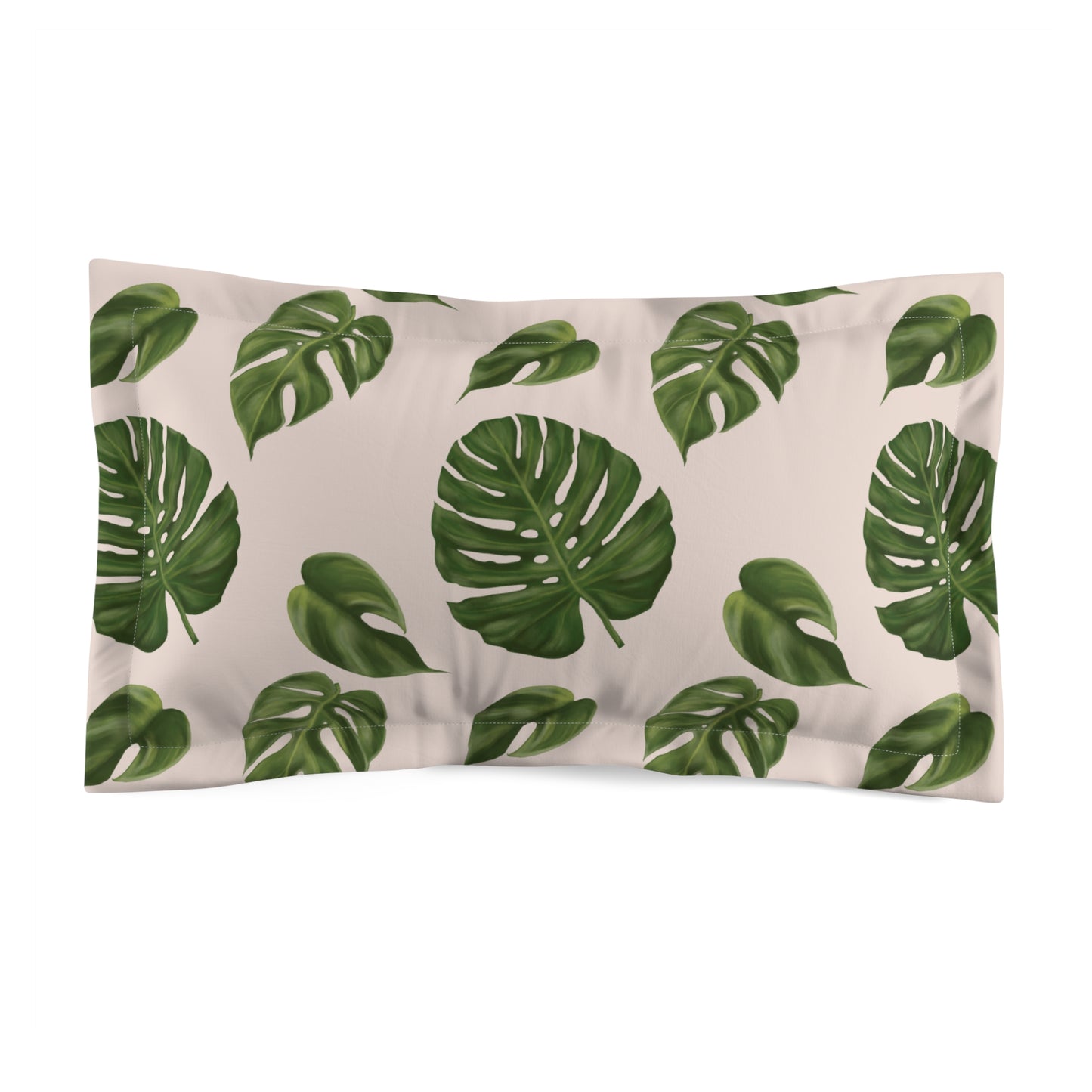 Pink Monstera Leaf Pillow Sham