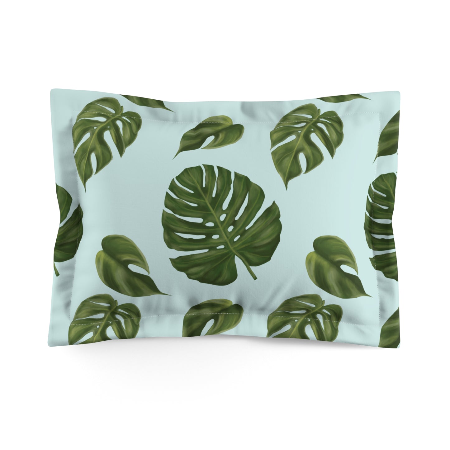Blue Monstera Leaf Pillow Sham
