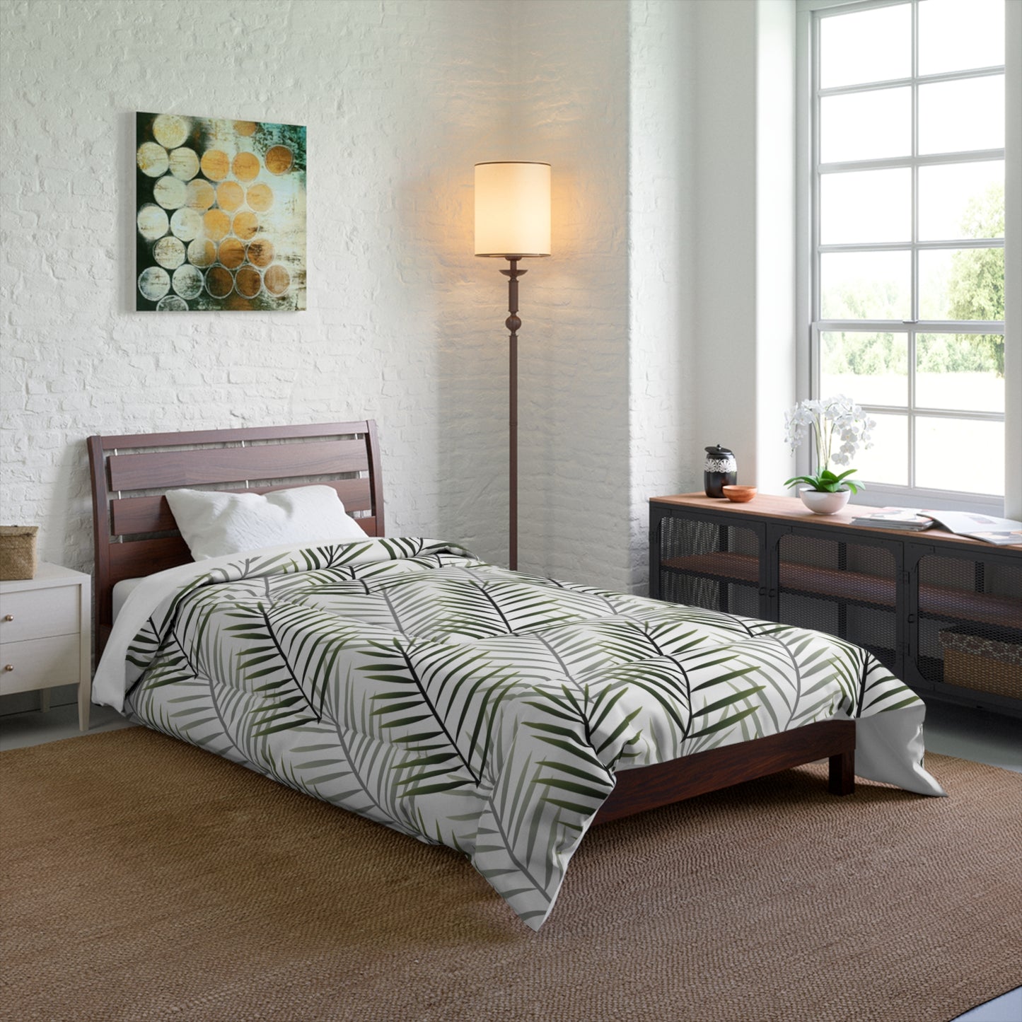White Palm Leaf Comforter
