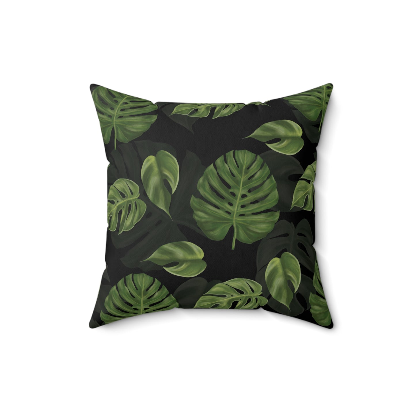 Black Monstera Leaf Throw Pillow