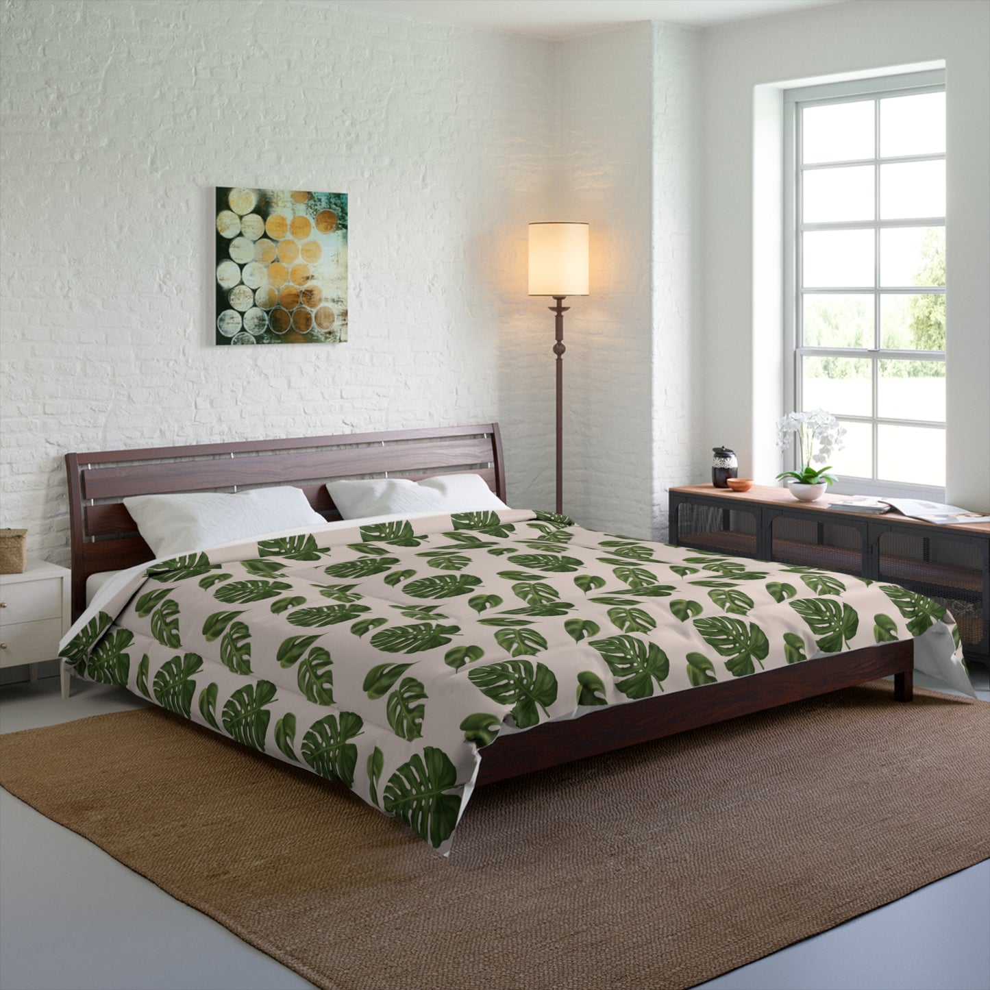 Pink Monstera Leaf Comforter