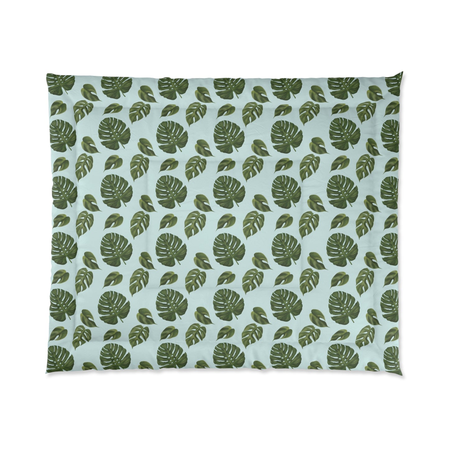Blue Monstera Leaf Comforter