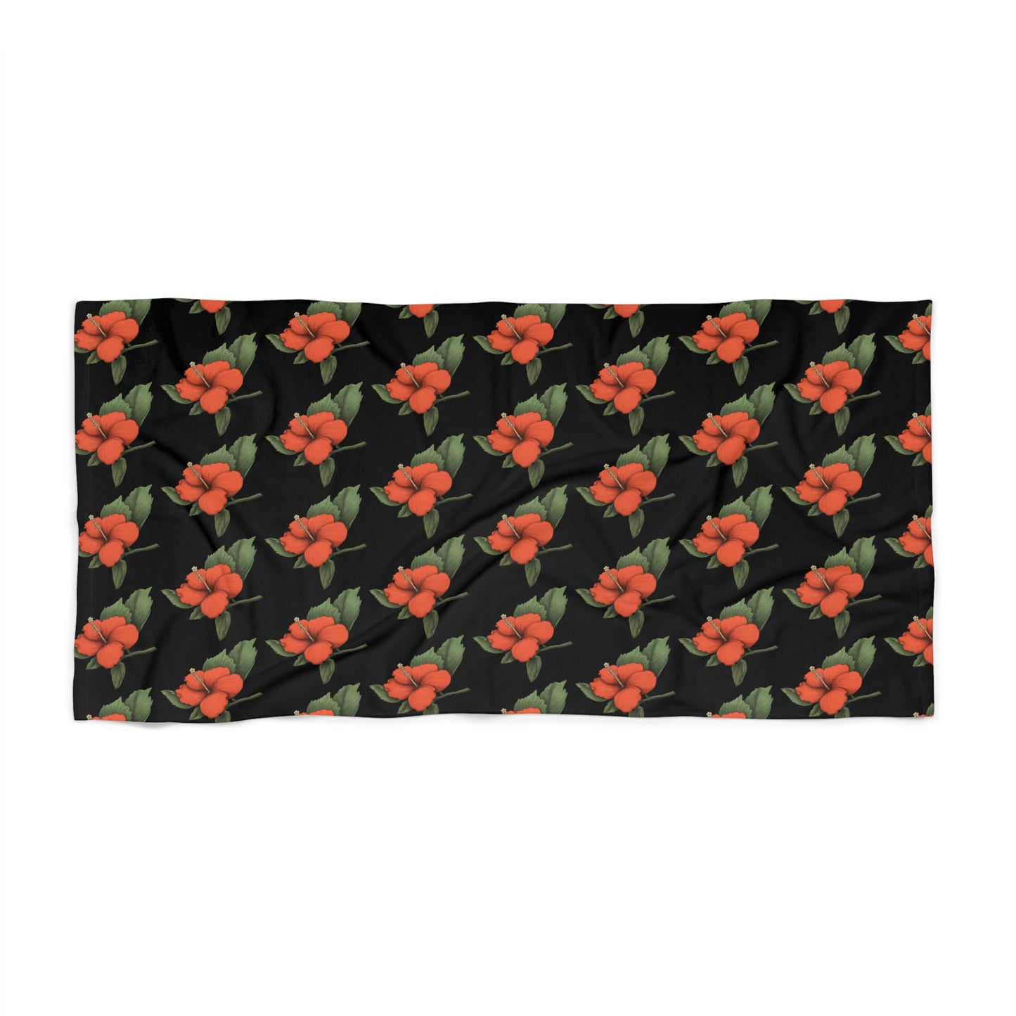 Orange Hibiscus Beach Towel