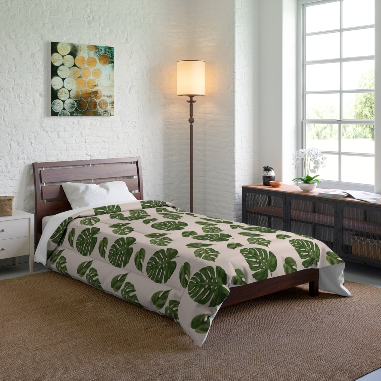 Pink Monstera Leaf Comforter