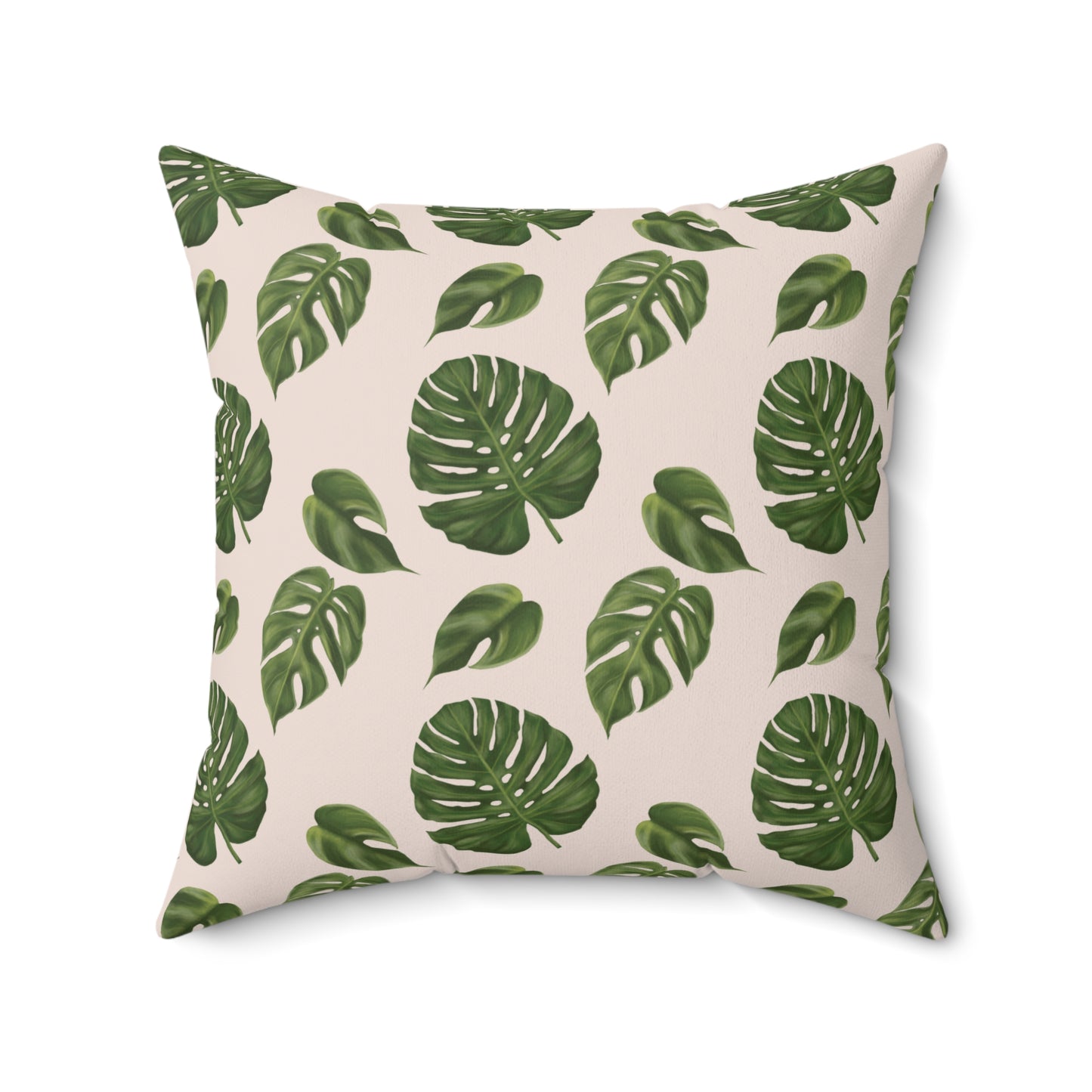 Pink Monstera Leaf Throw Pillow