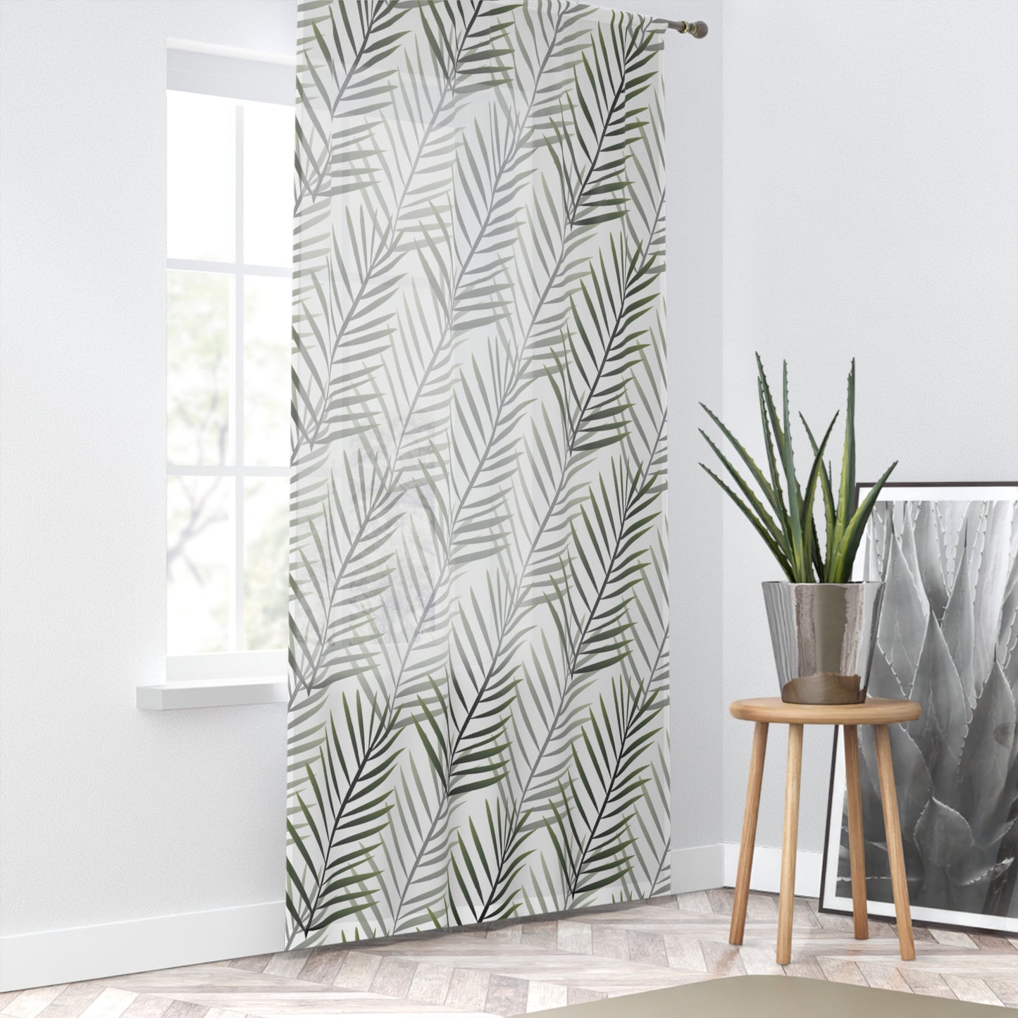 Palm Leaf Sheer Window Curtain