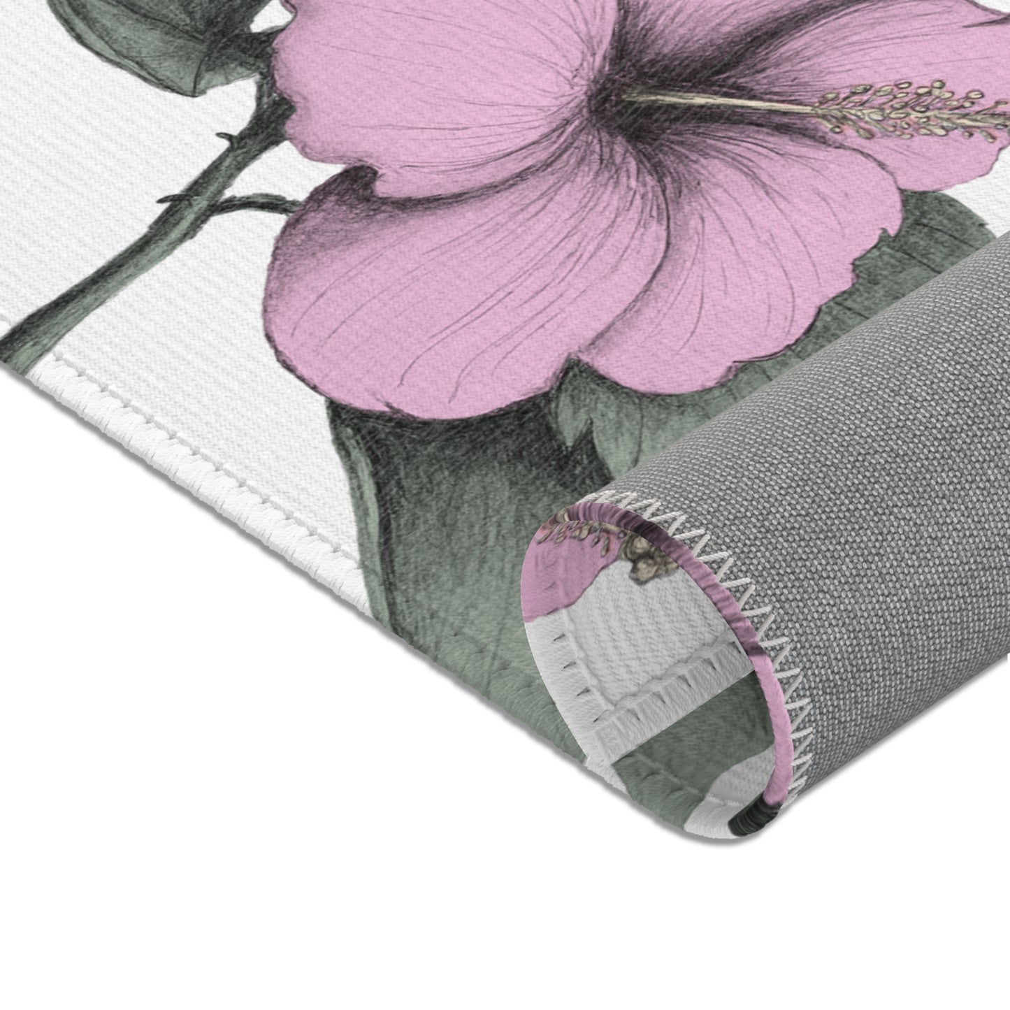 Pink Hibiscus Rectangular Rug