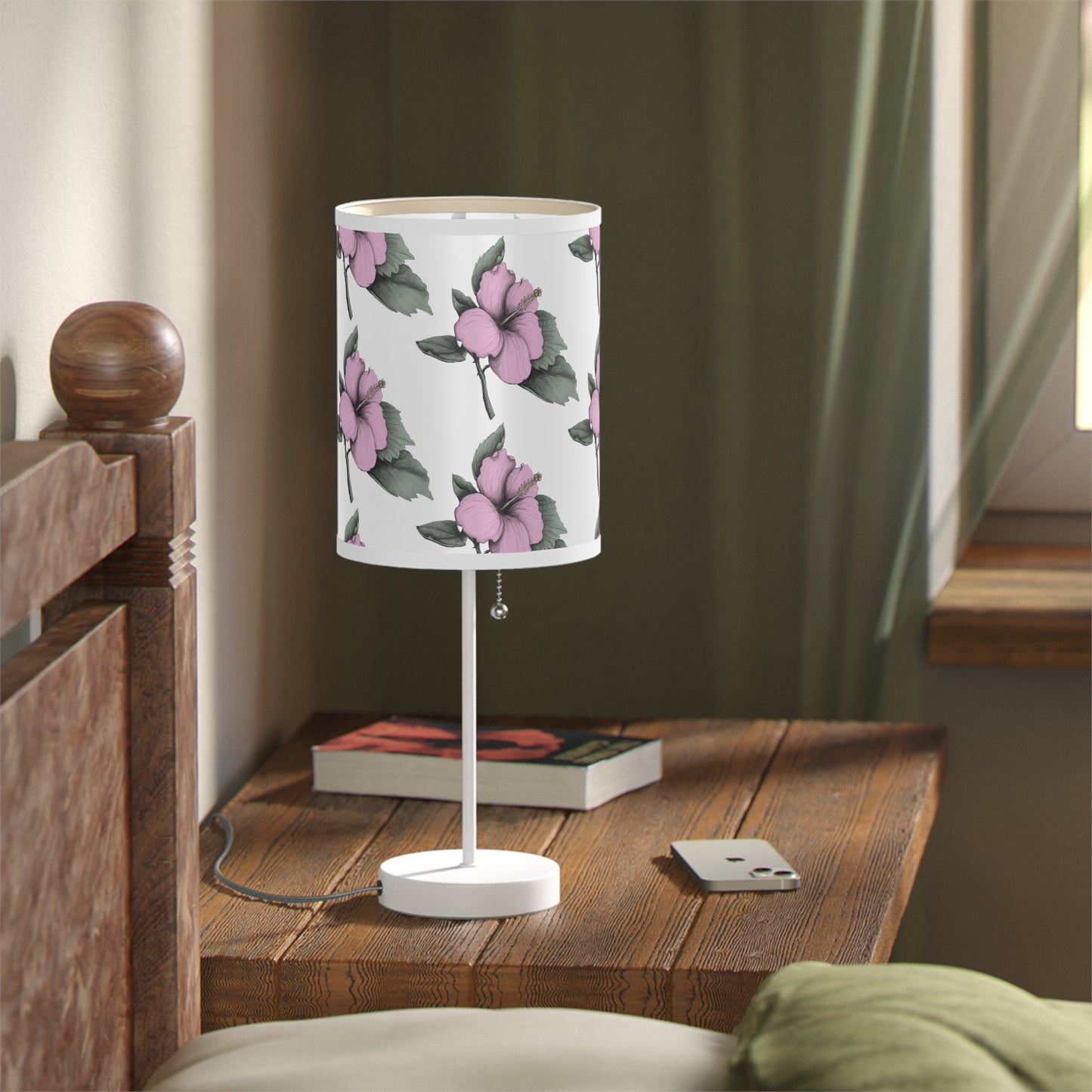 Pink Hibiscus Flower Table Lamp