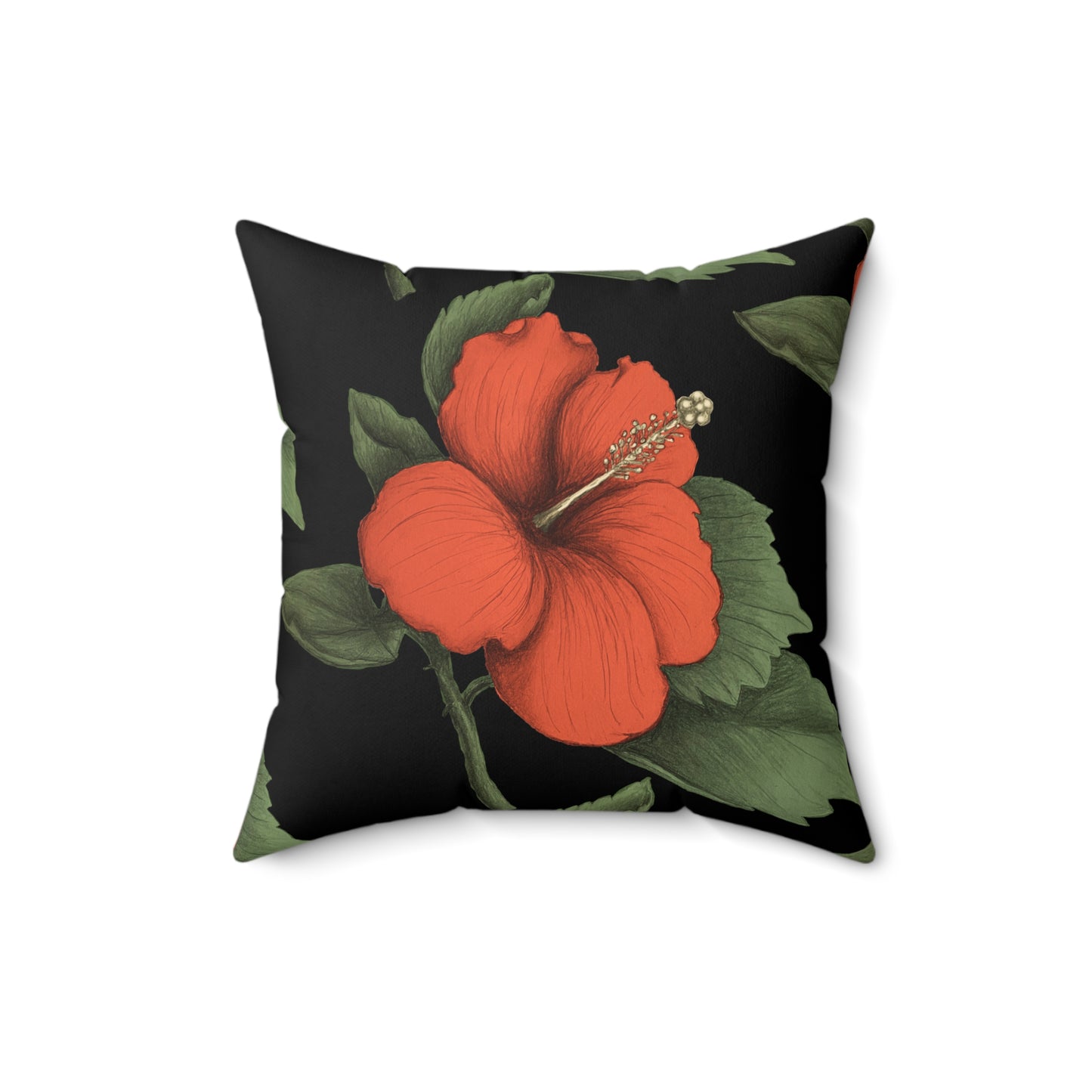 Orange Hibiscus Flower Pillow