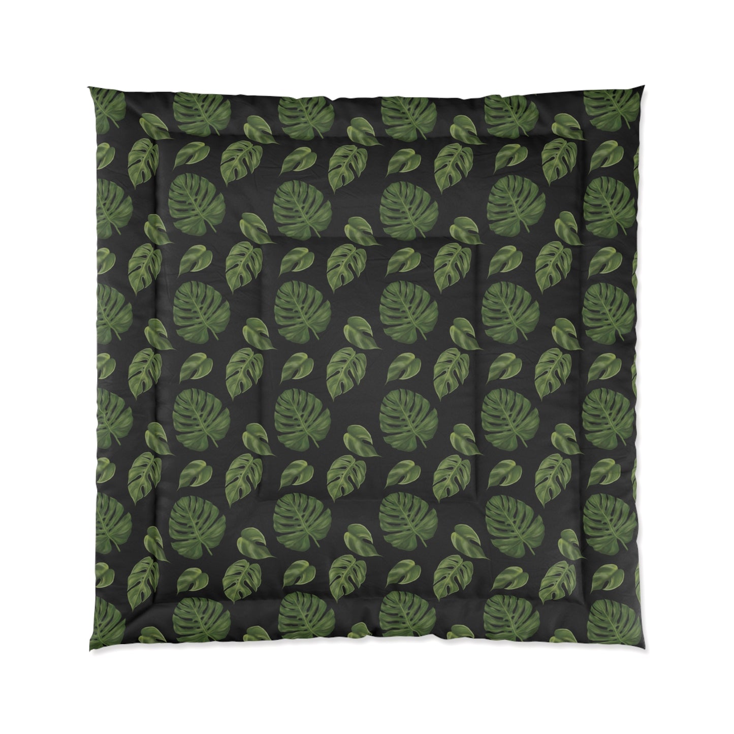 Black Monstera Leaf Comforter