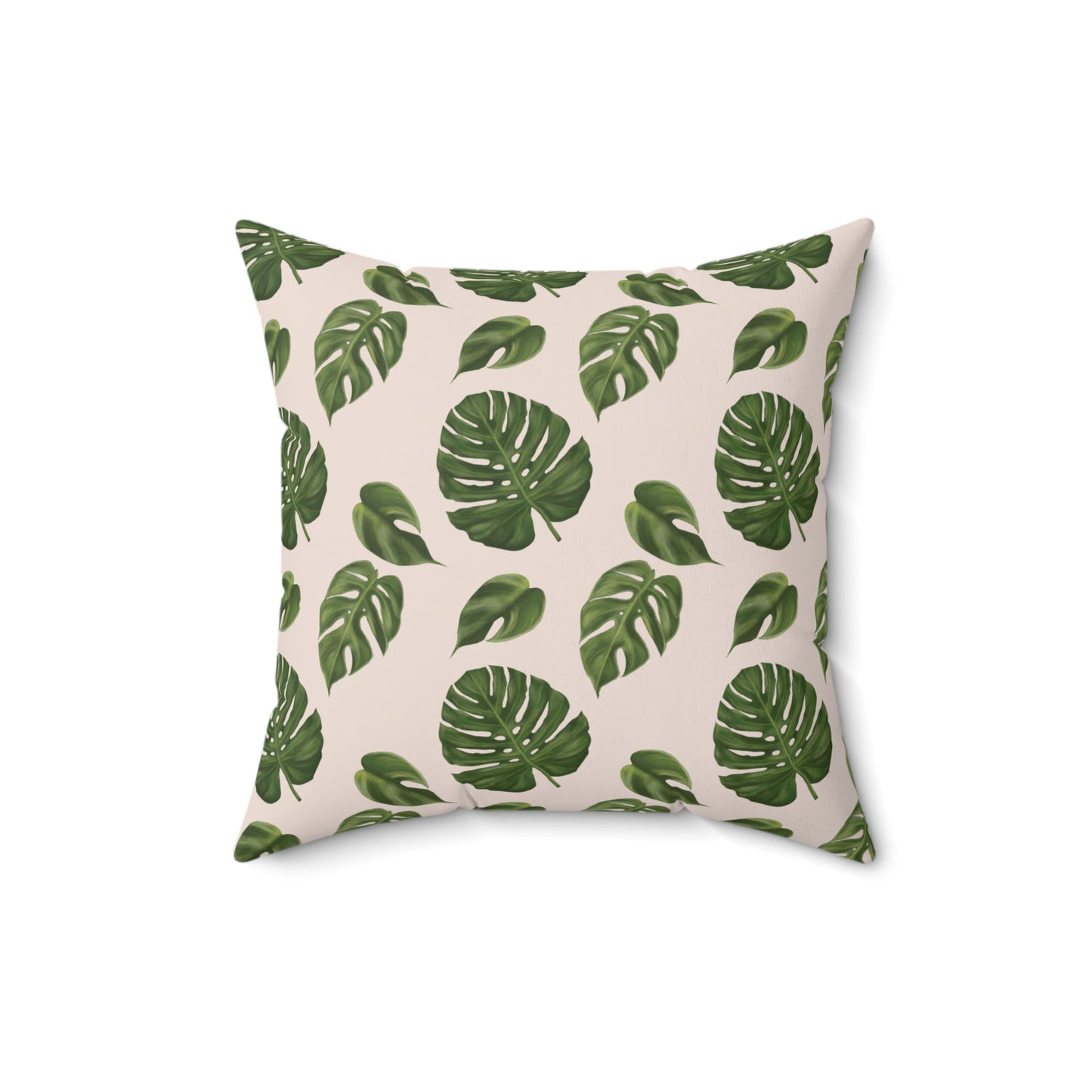 Pink Monstera Leaf Throw Pillow