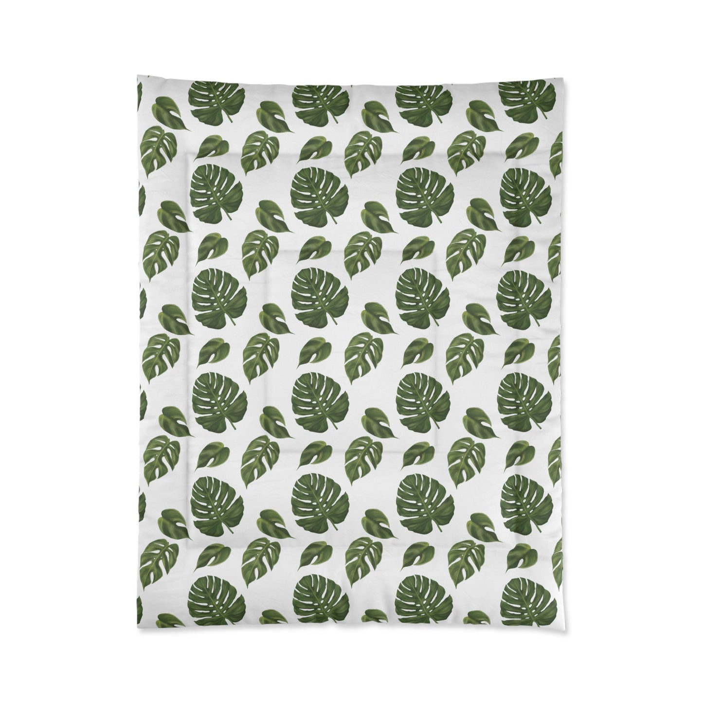 White Monstera Leaf Comforter