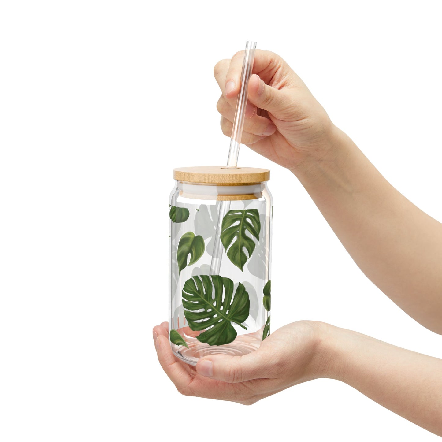 Monstera Leaf Sipper Glass