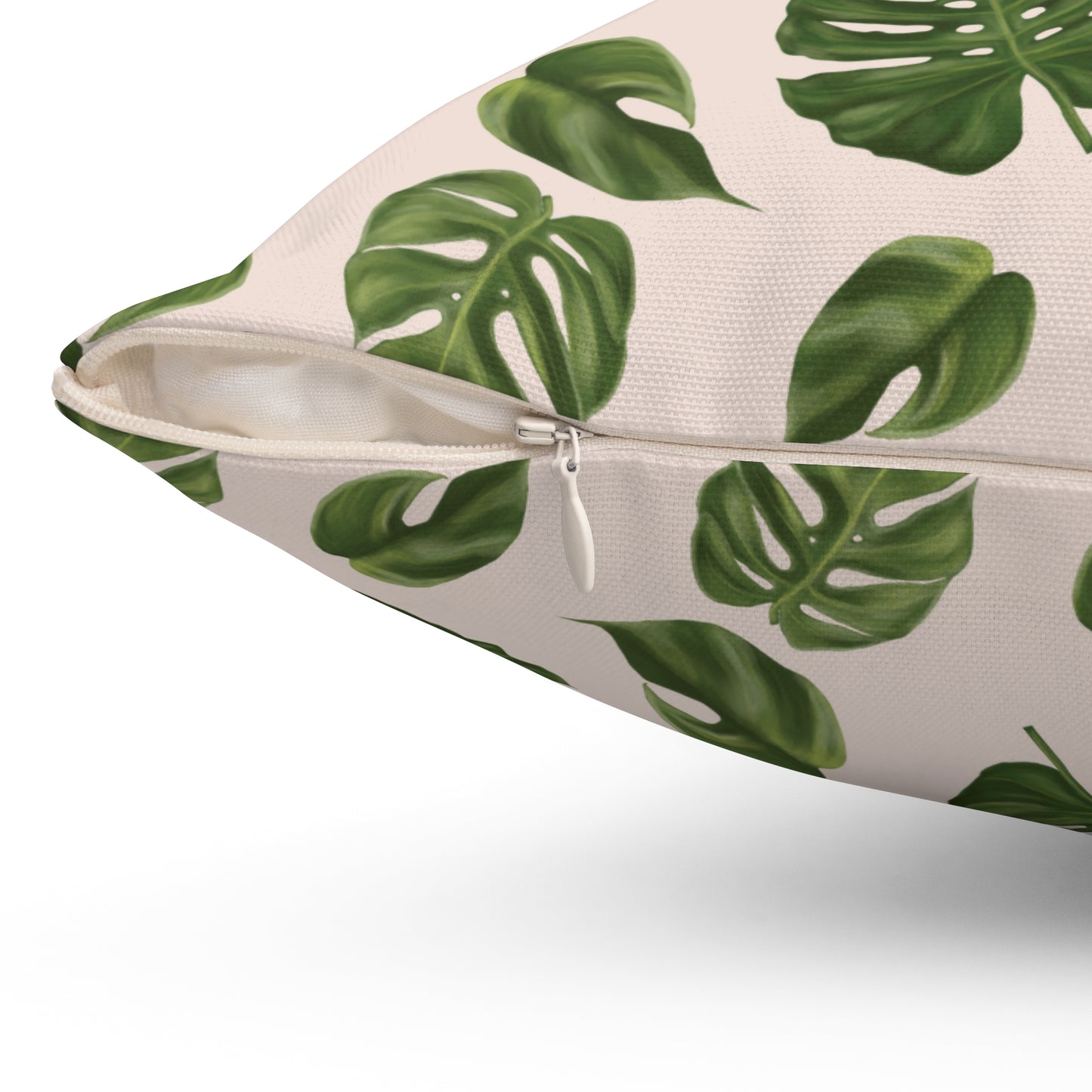 Pink Monstera Leaf Throw Pillow