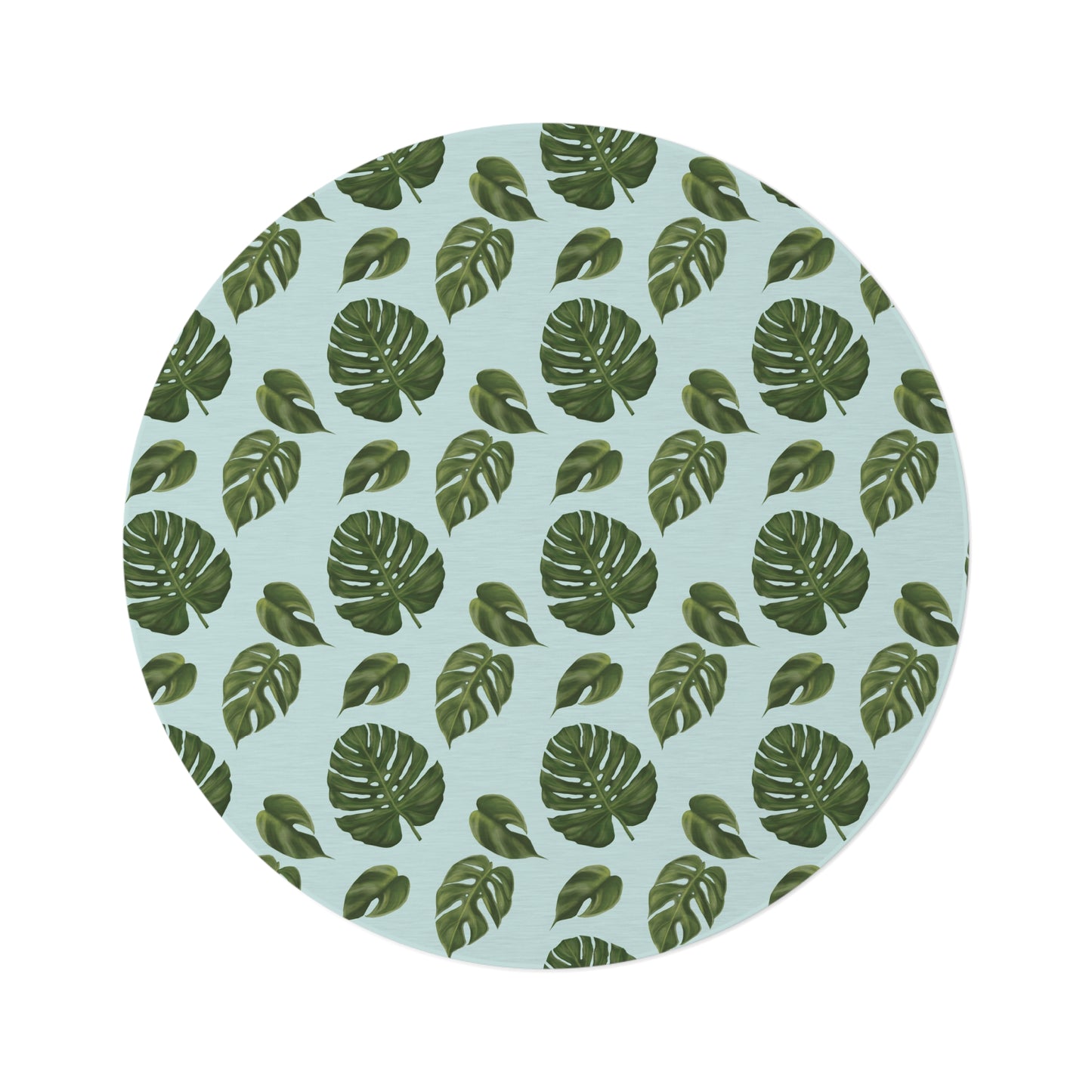 Blue Monstera Leaf Round Rug