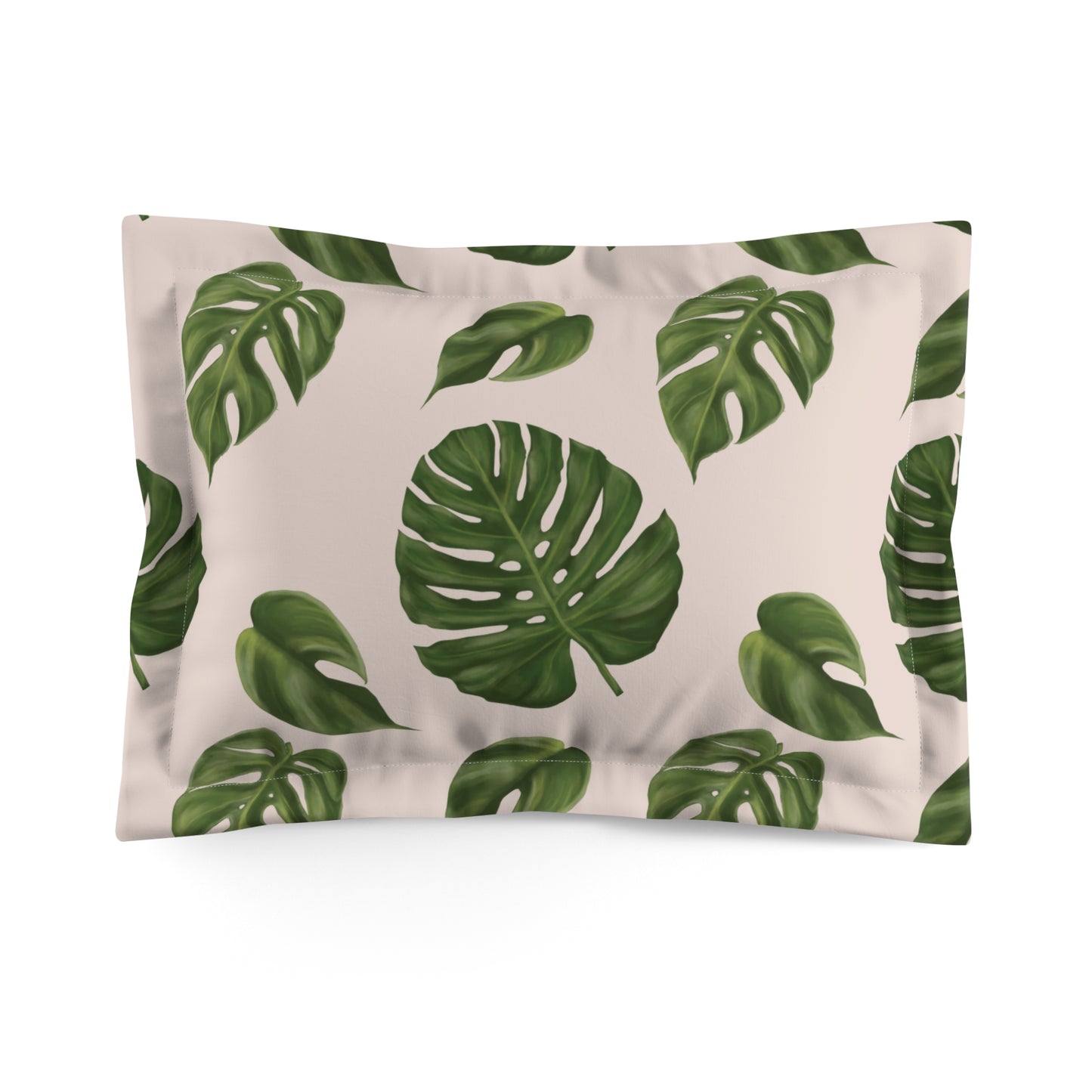 Pink Monstera Leaf Pillow Sham