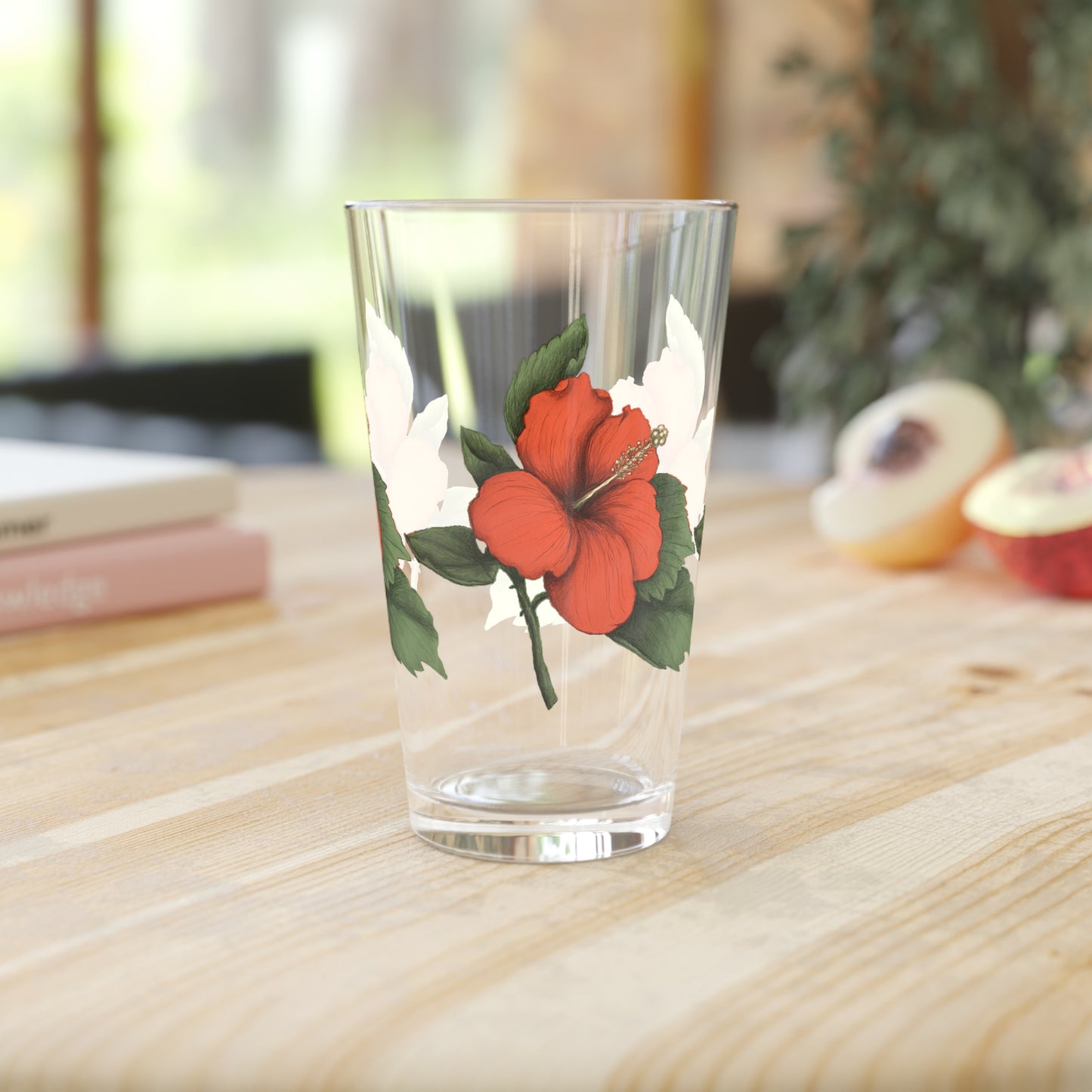 Orange Hibiscus Pint Glass