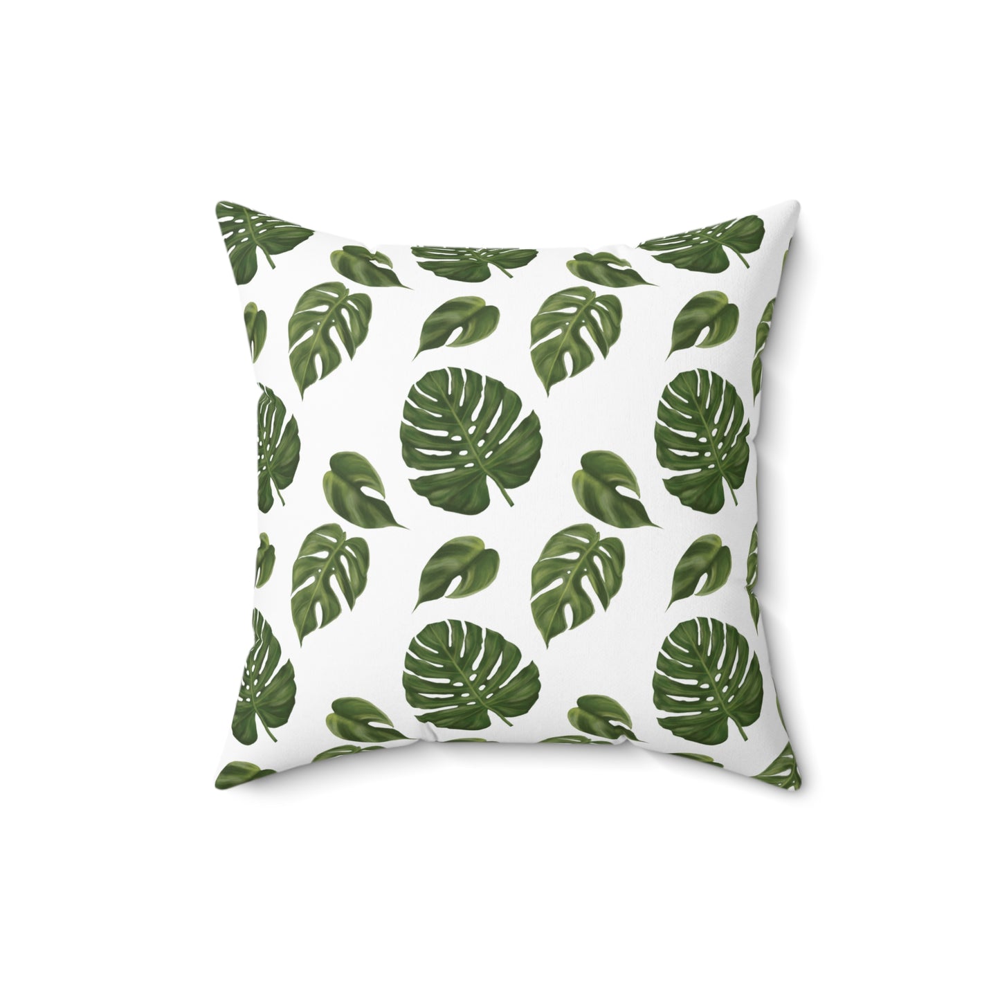 White Monstera Leaf Throw Pillow