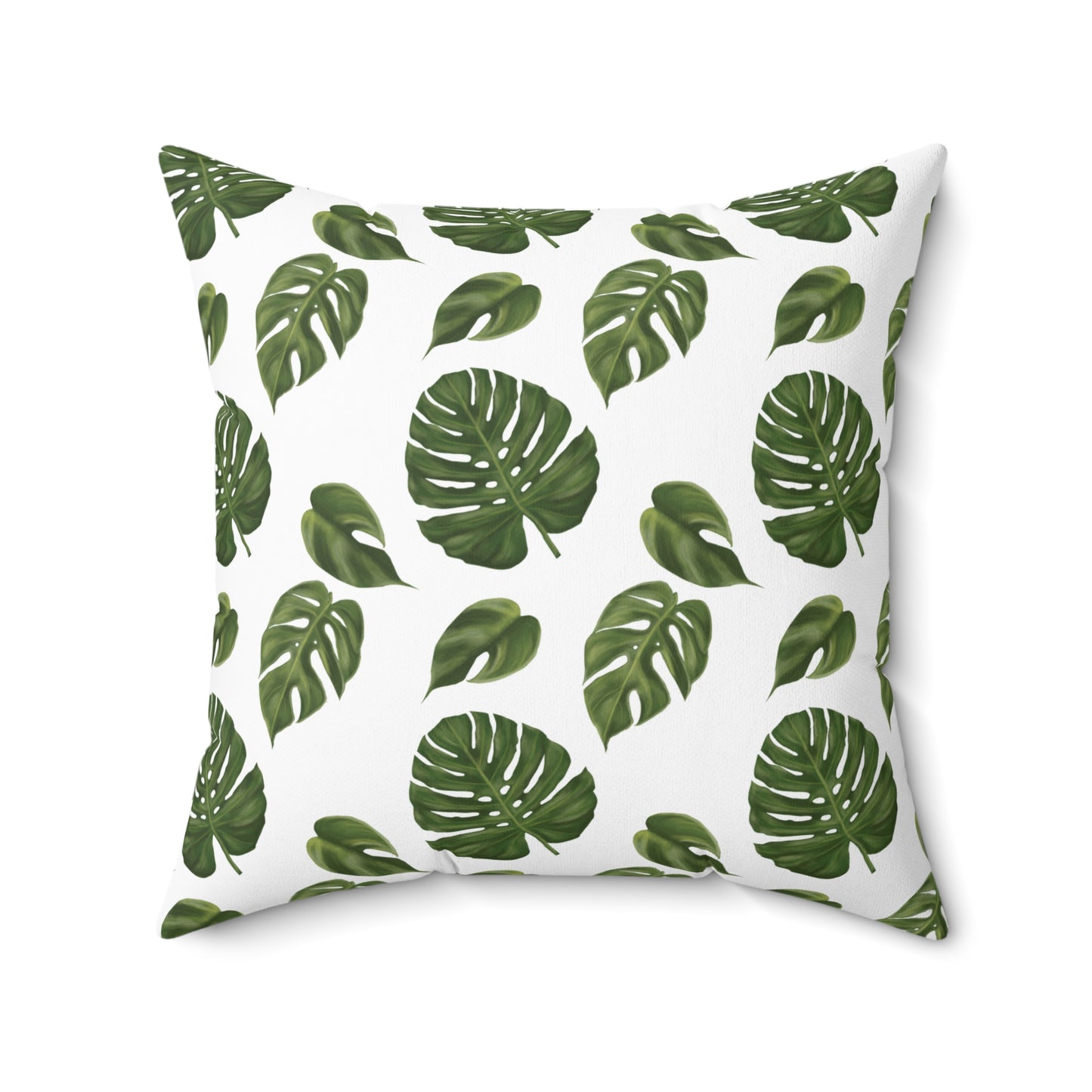 White Monstera Leaf Throw Pillow