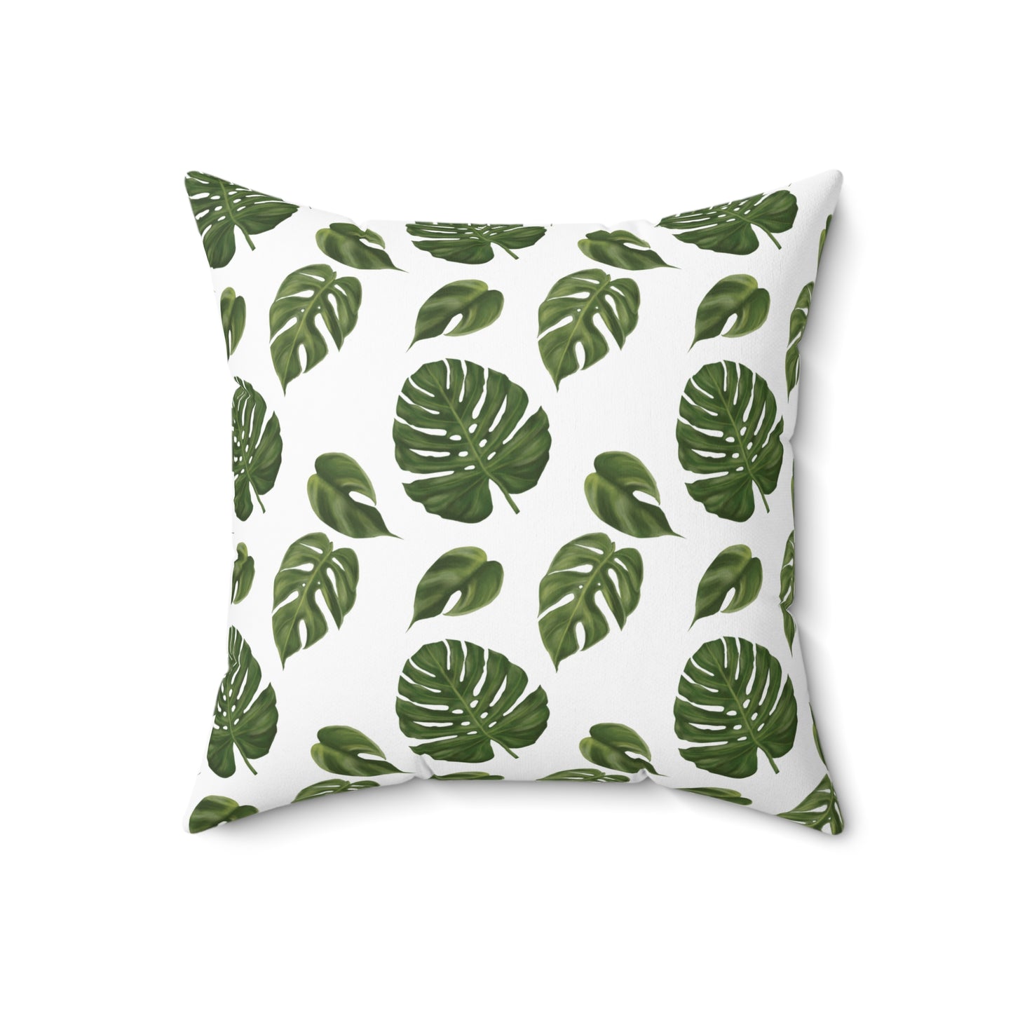 White Monstera Leaf Throw Pillow