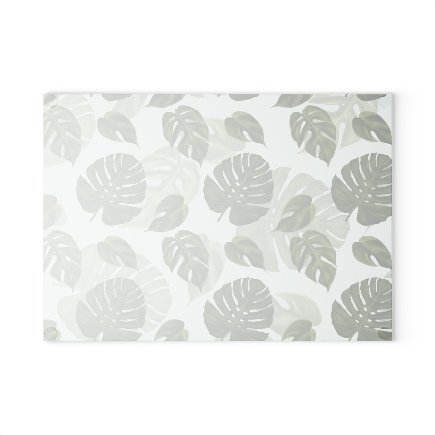 Glass Cutting Board with Monstera Leaf Design
