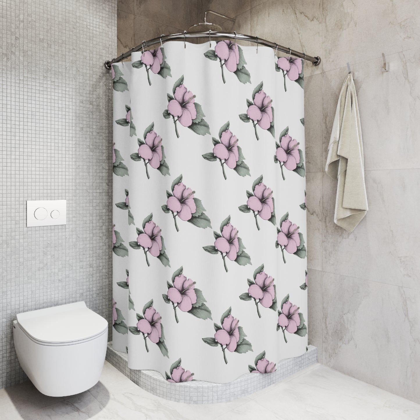 Pink Hibiscus Shower Curtain
