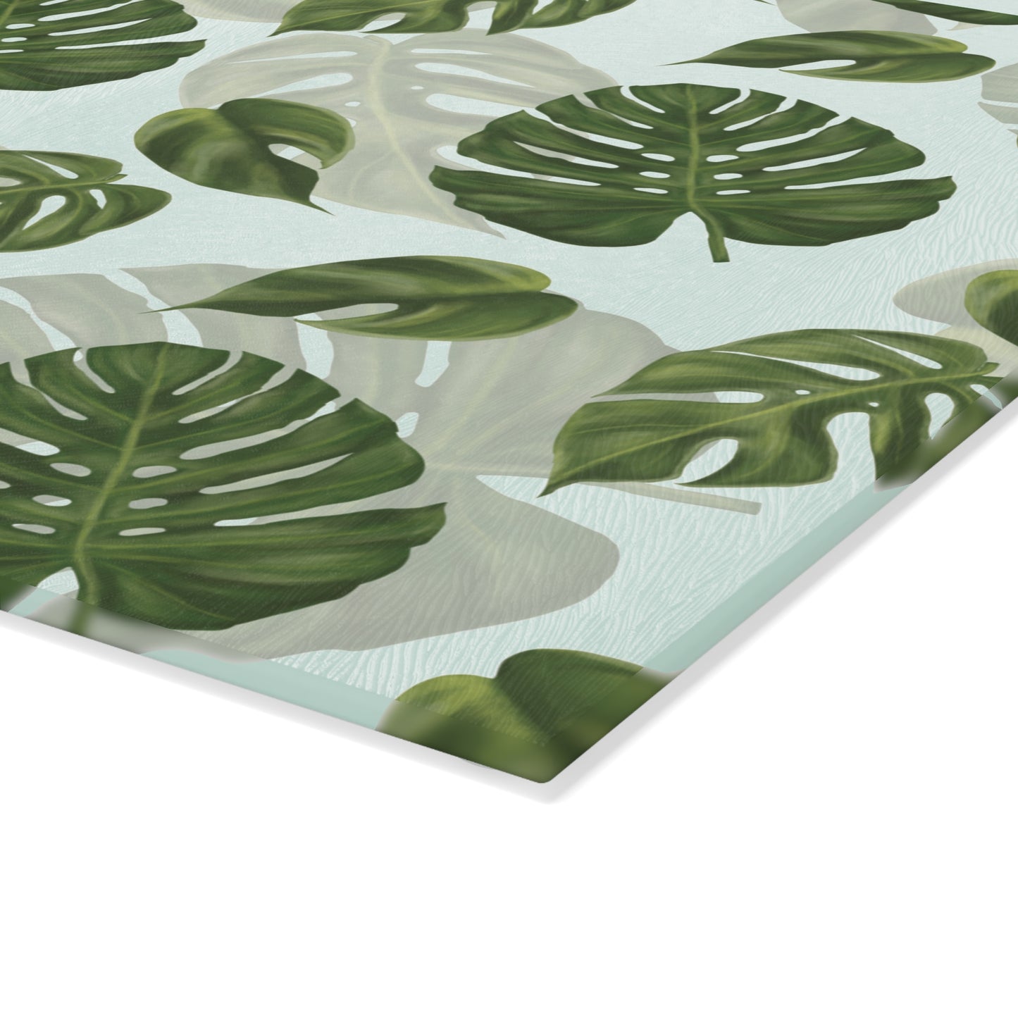 Glass Cutting Board with Monstera Leaf Design