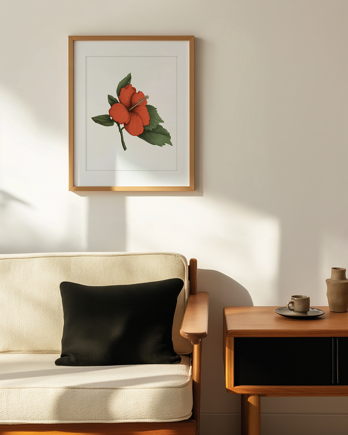 Framed Orange Hibiscus Flower