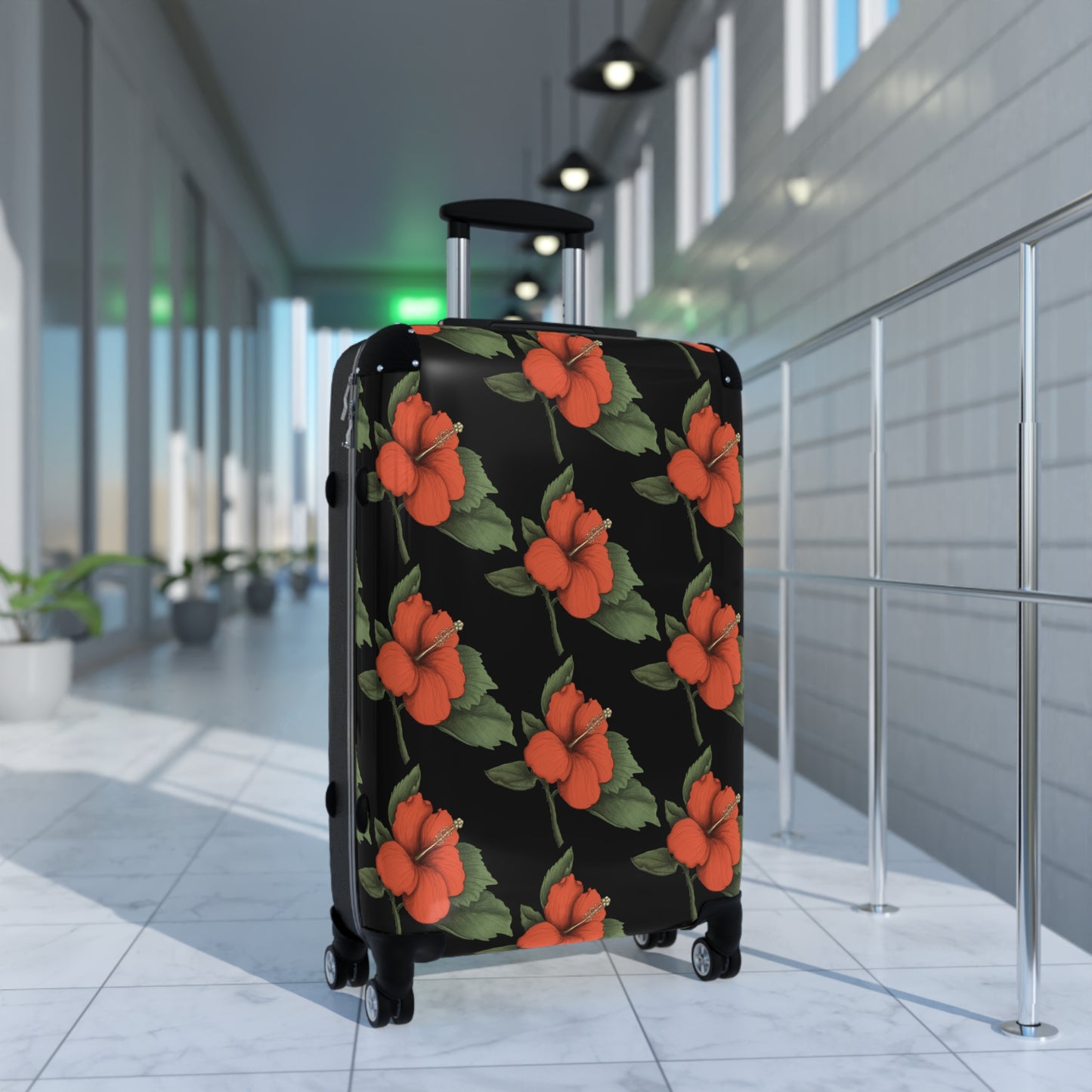 hibiscus print suitcase medium