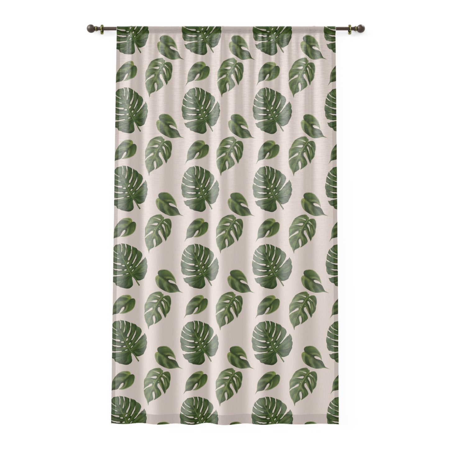 Pink Monstera Leaf Sheer Window Curtain