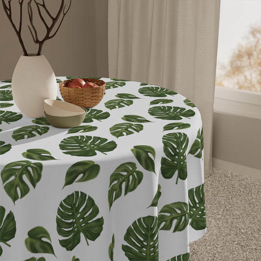 White Monstera Leaf Tablecloth